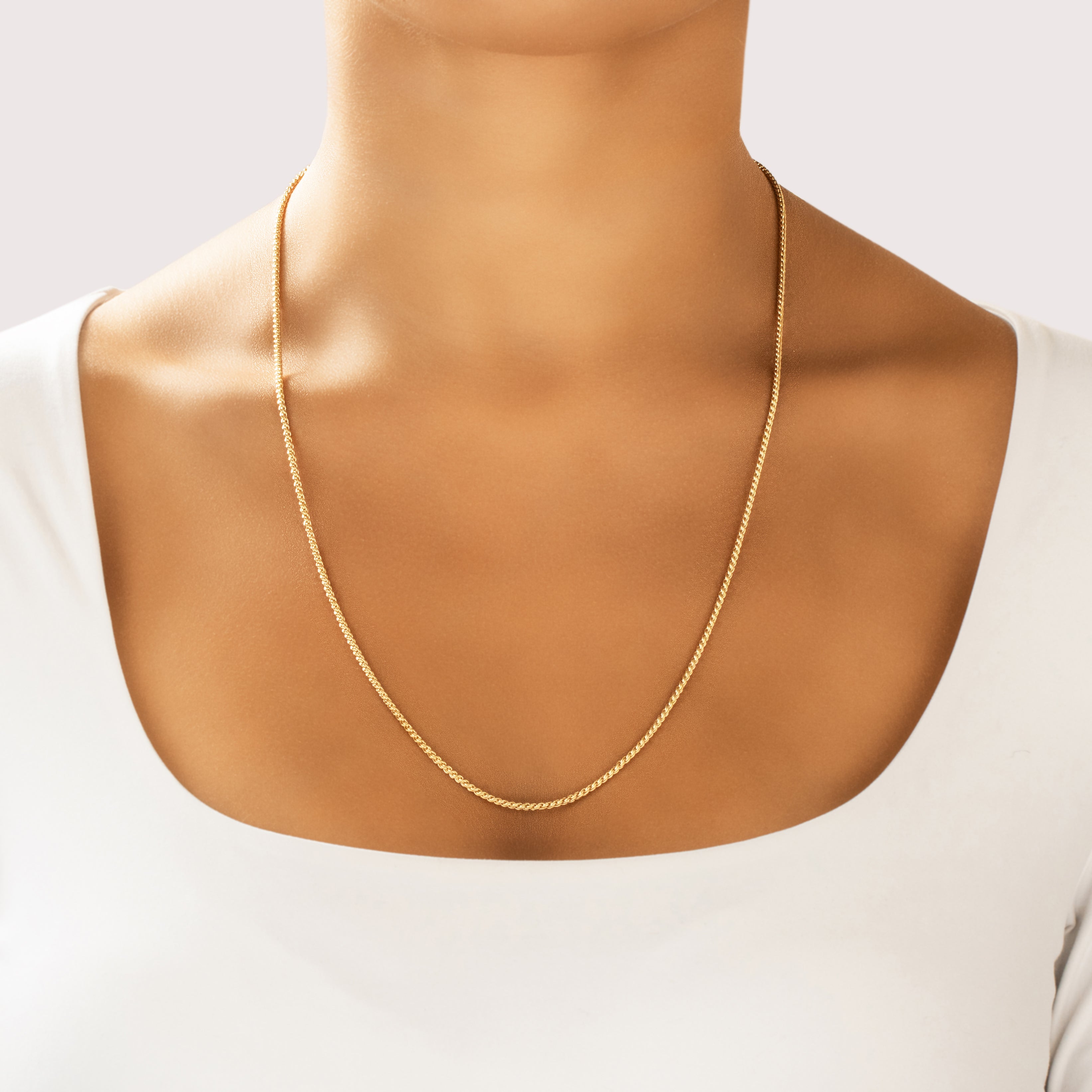 Vintage 14k Yellow Gold Long Substantial Spiraling 2mm Wheat Chain 24