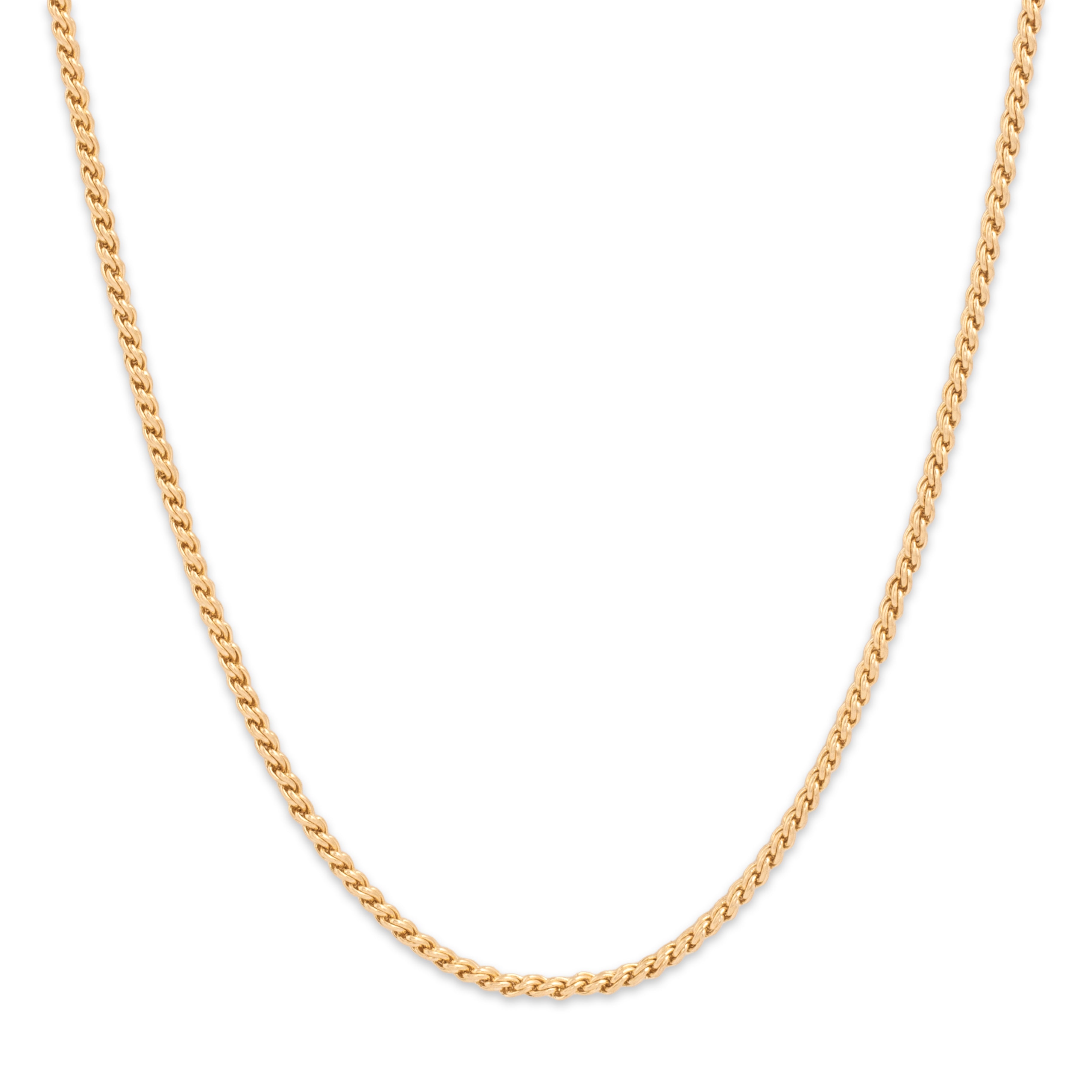 Vintage 14k Yellow Gold Long Substantial Spiraling 2mm Wheat Chain - Close-up view