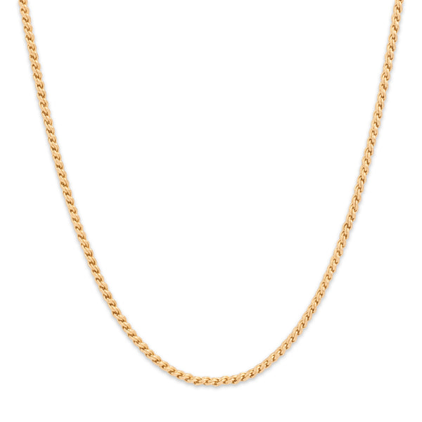 Vintage 14k Yellow Gold Long Substantial Spiraling 2mm Wheat Chain 24