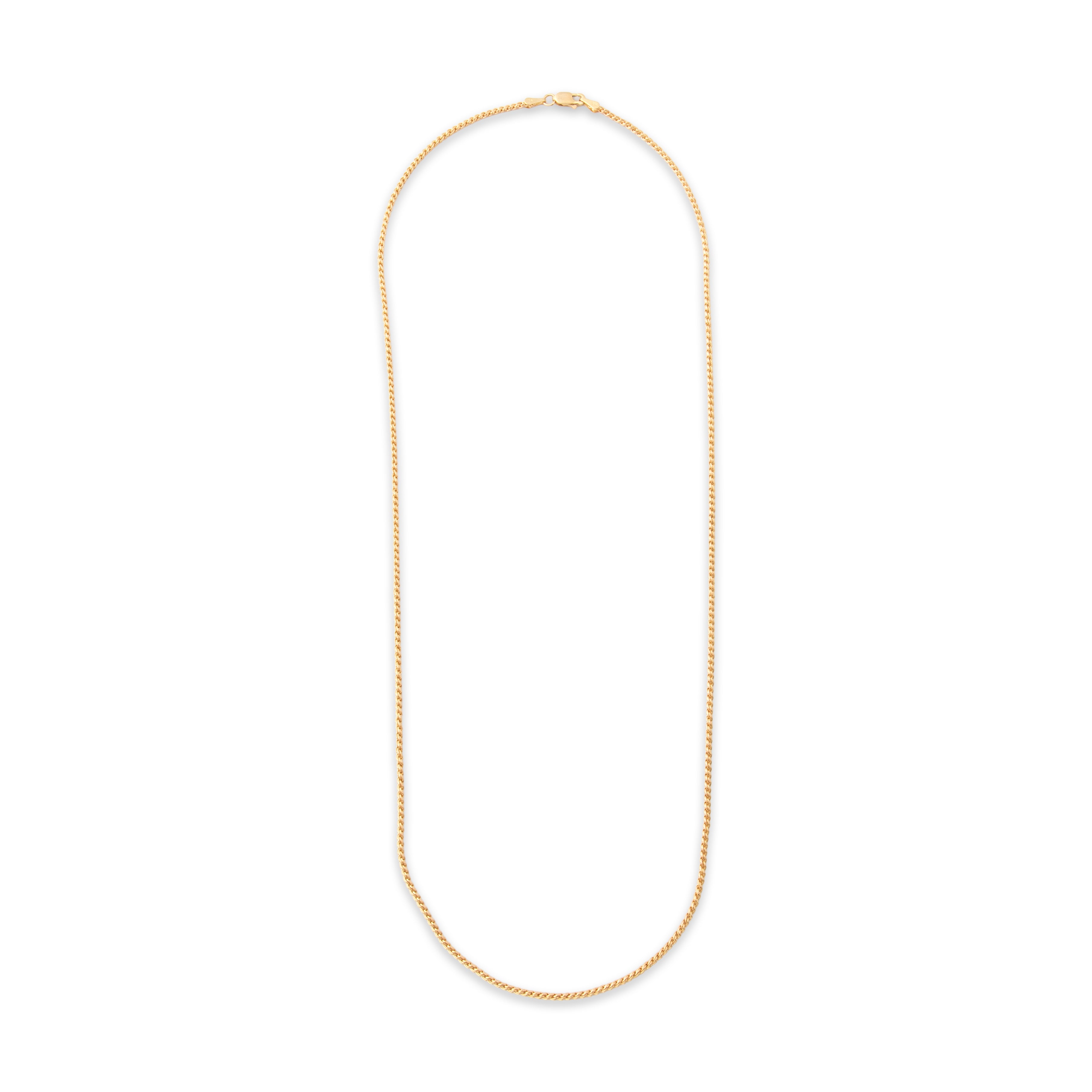 Vintage 14k Yellow Gold Long Substantial Spiraling 2mm Wheat Chain - Overall view
