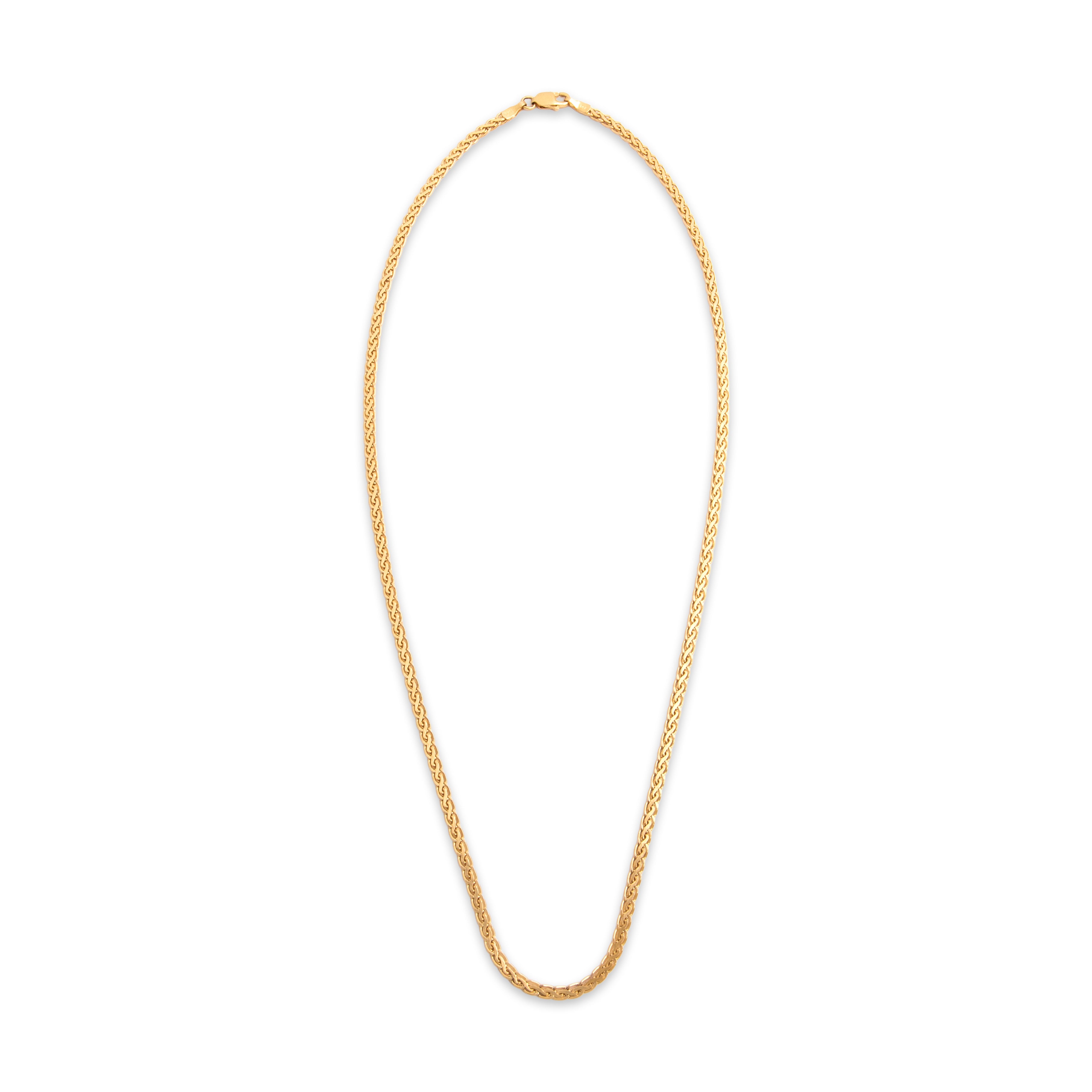 Estate 14k Yellow Gold 2.5mm Intricate Flat Chain - Overall view