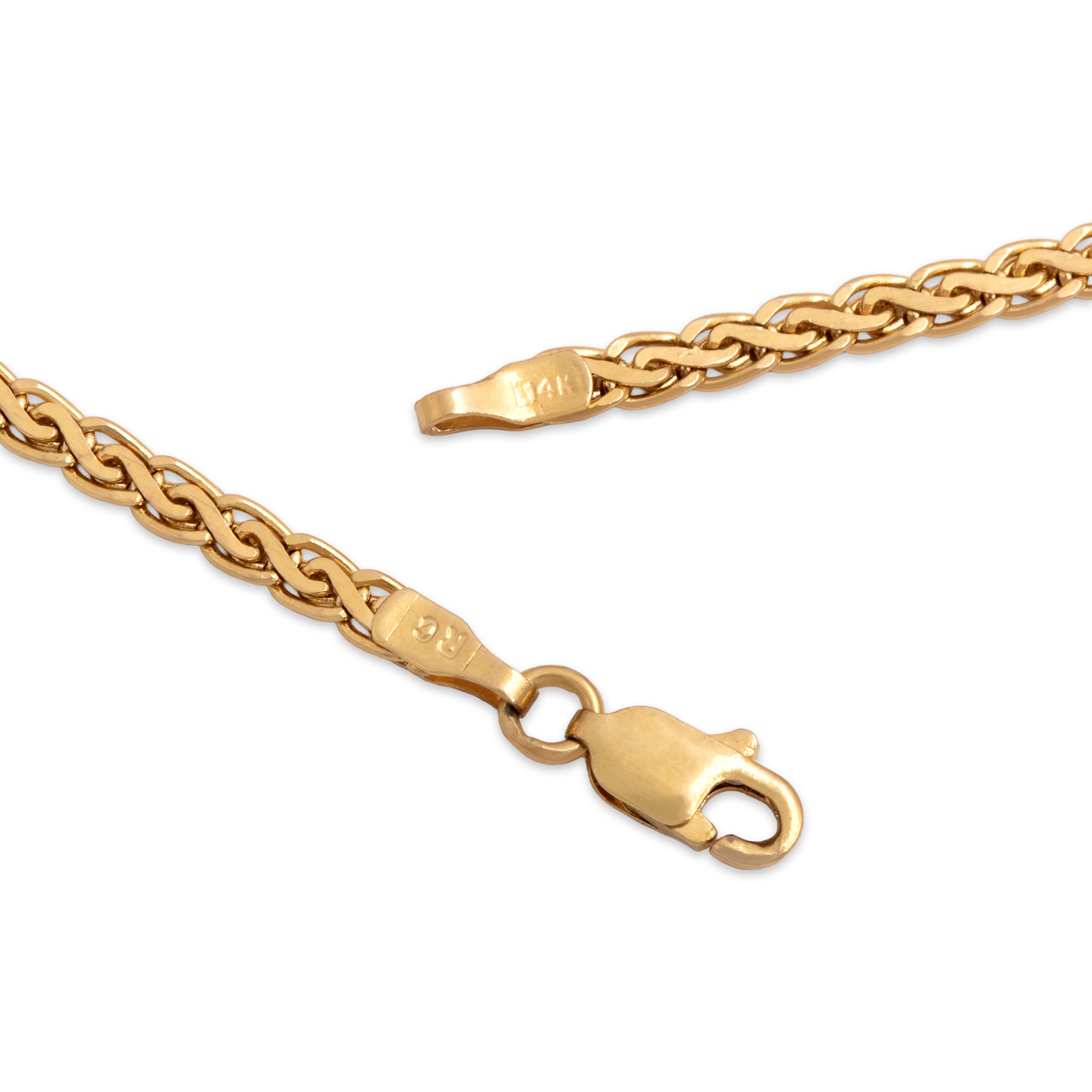 Estate 14k Yellow Gold 2.5mm Intricate Flat Chain - clasp view