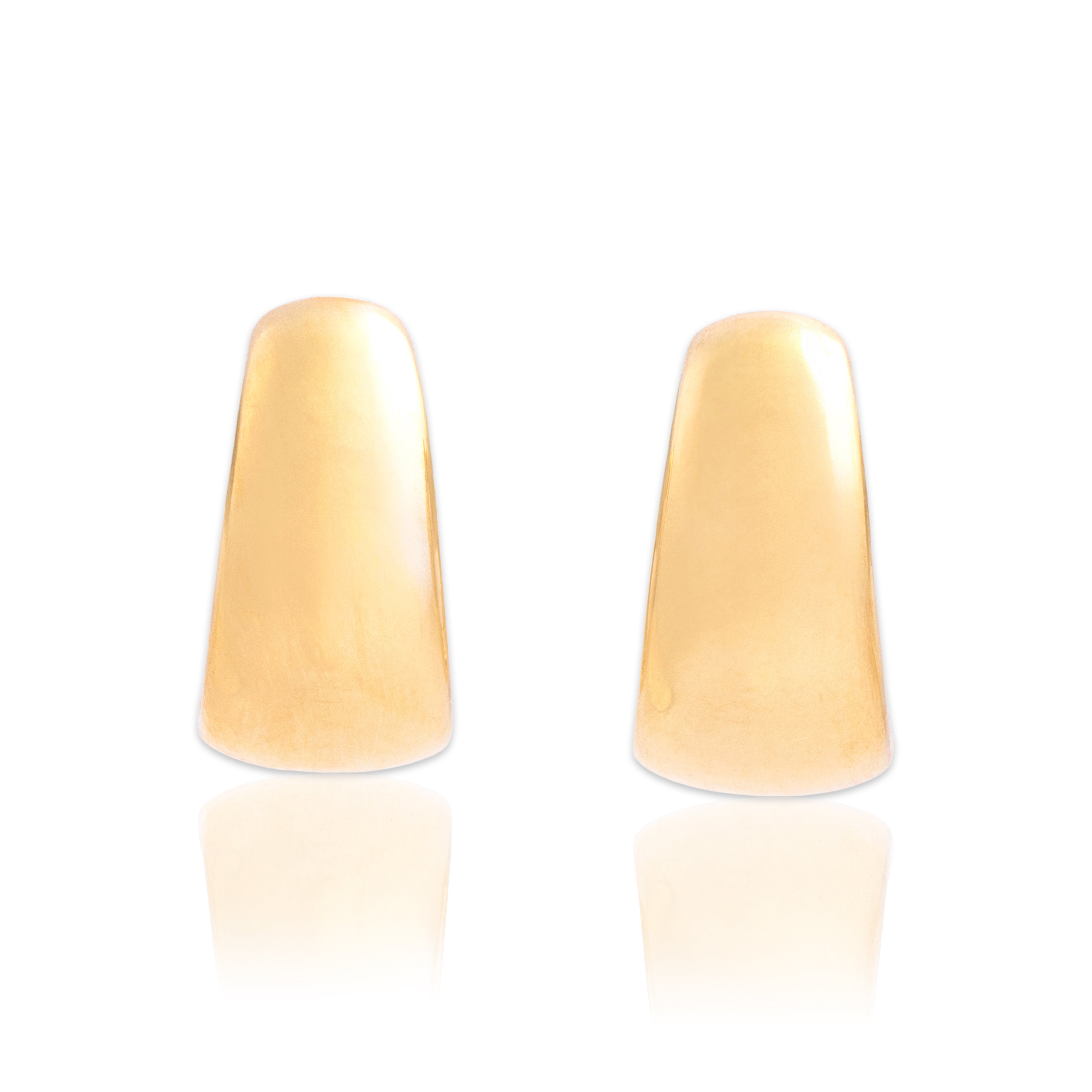Vintage 18k Yellow Gold Gleaming Domed Huggie Hoop Earrings - Close-up view