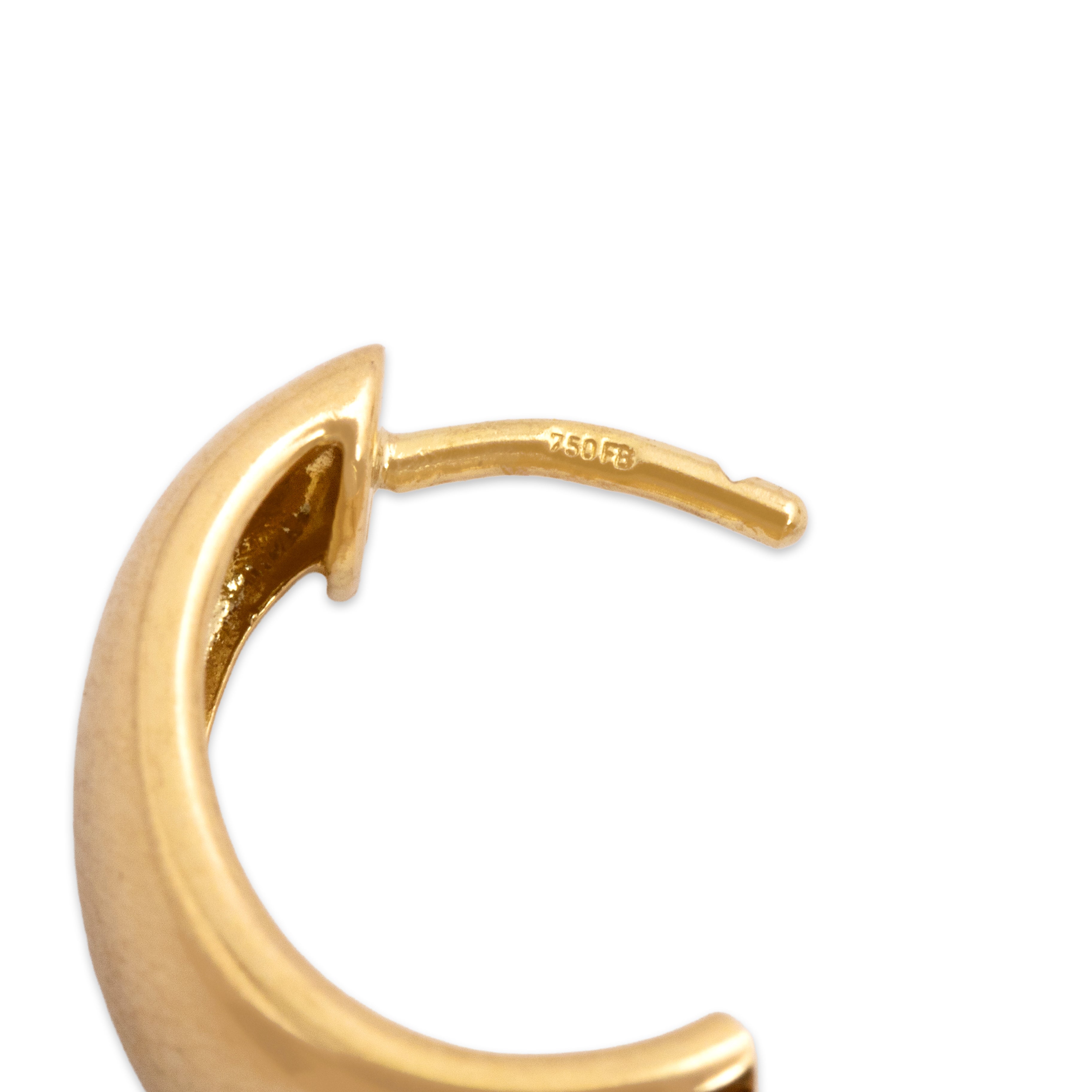 Vintage 18k Yellow Gold Gleaming Domed Huggie Hoop Earrings - Hallmark view
