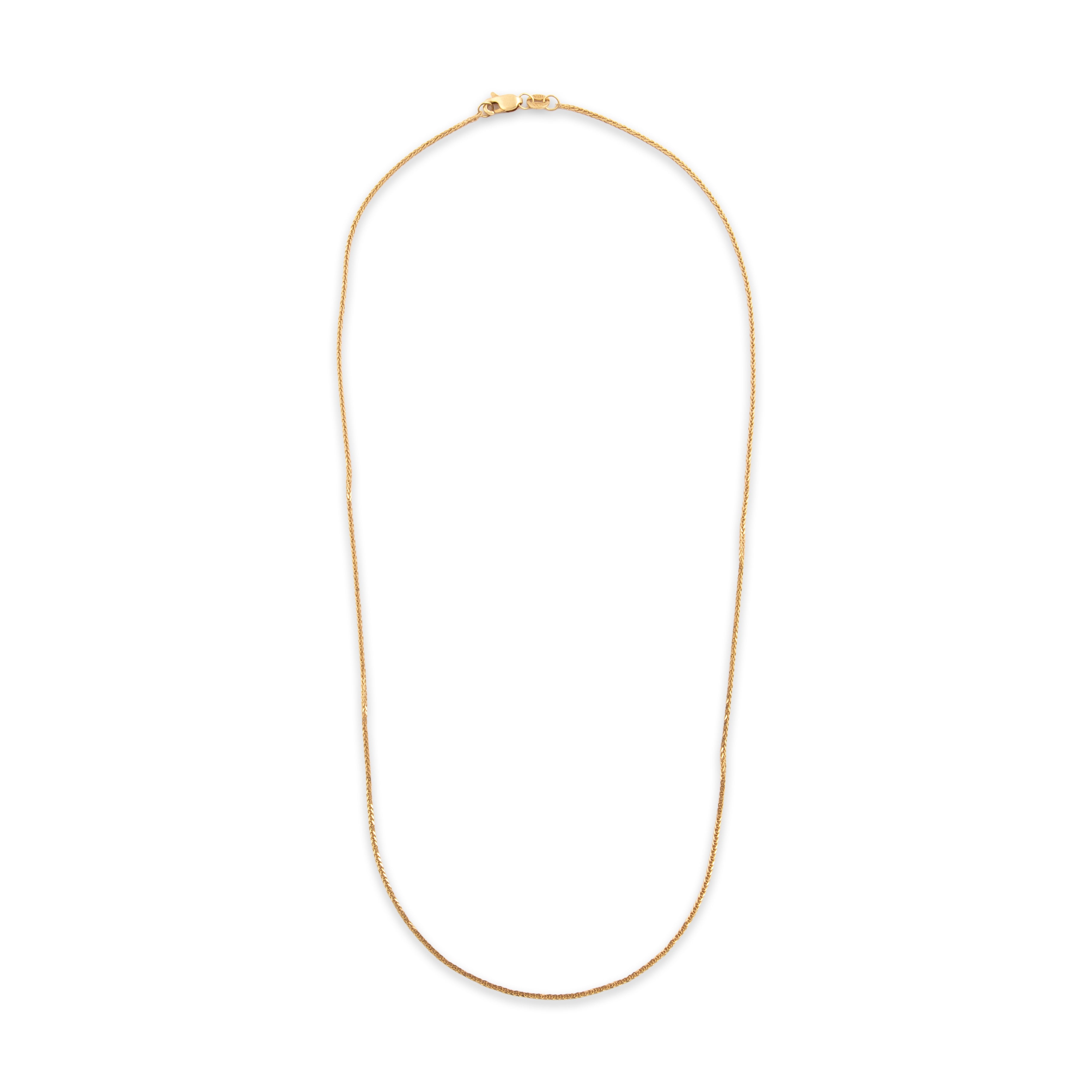 Vintage 18k Yellow Gold .7mm Sleek Wheat Link Chain - Overall view