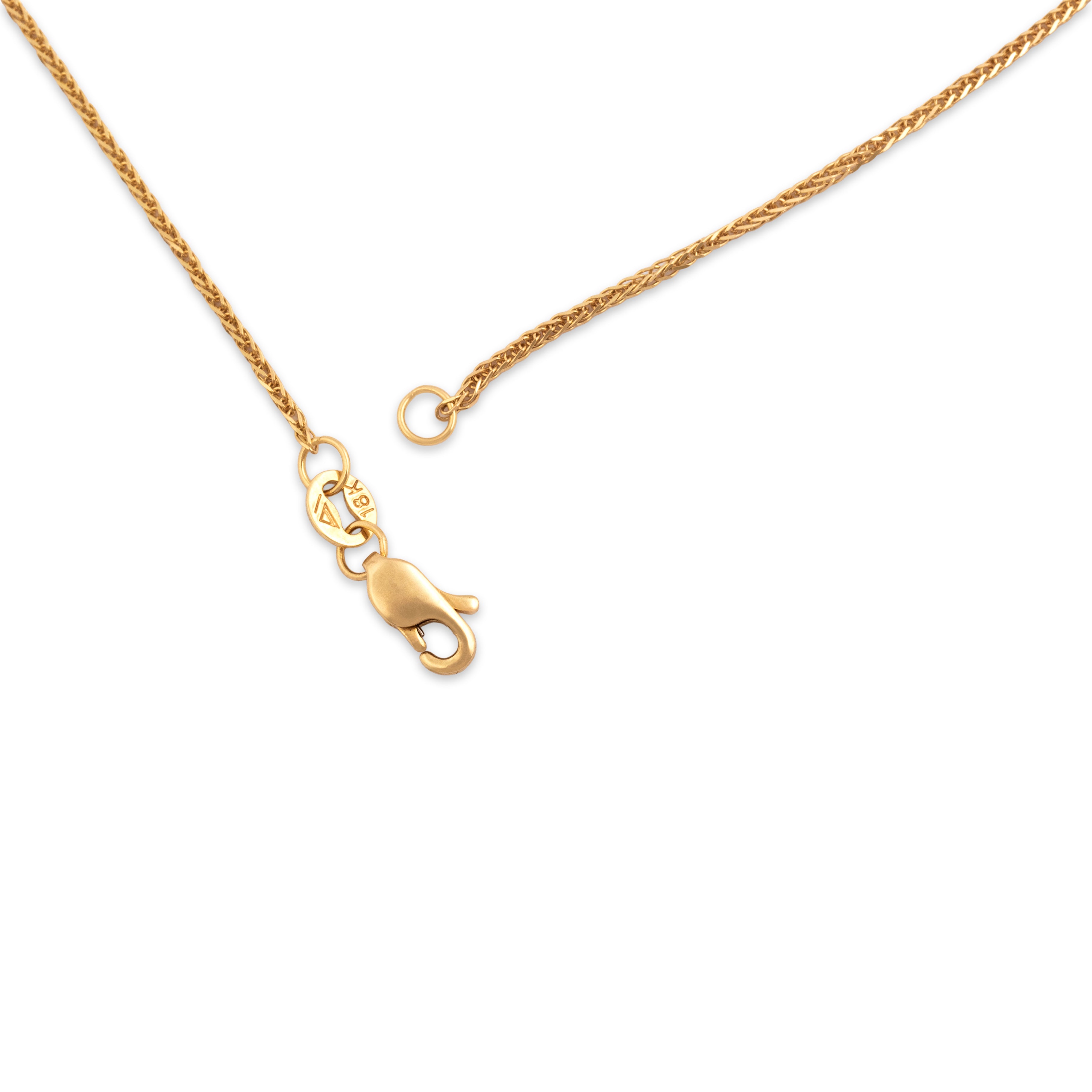 Vintage 18k Yellow Gold .7mm Sleek Wheat Link Chain - clasp view
