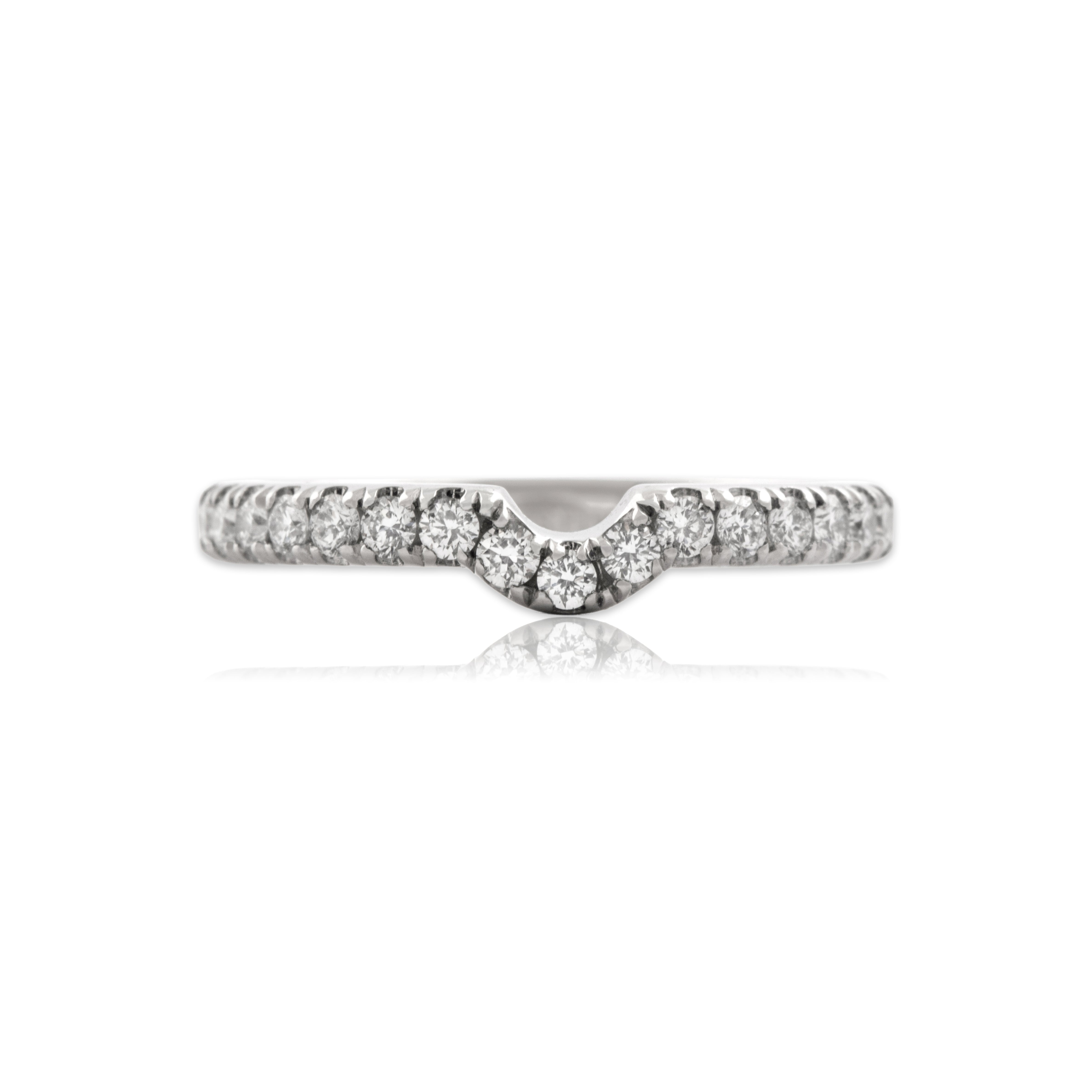 Estate Platinum Diamond Dazzling Swoop Band Ring - Close-up view