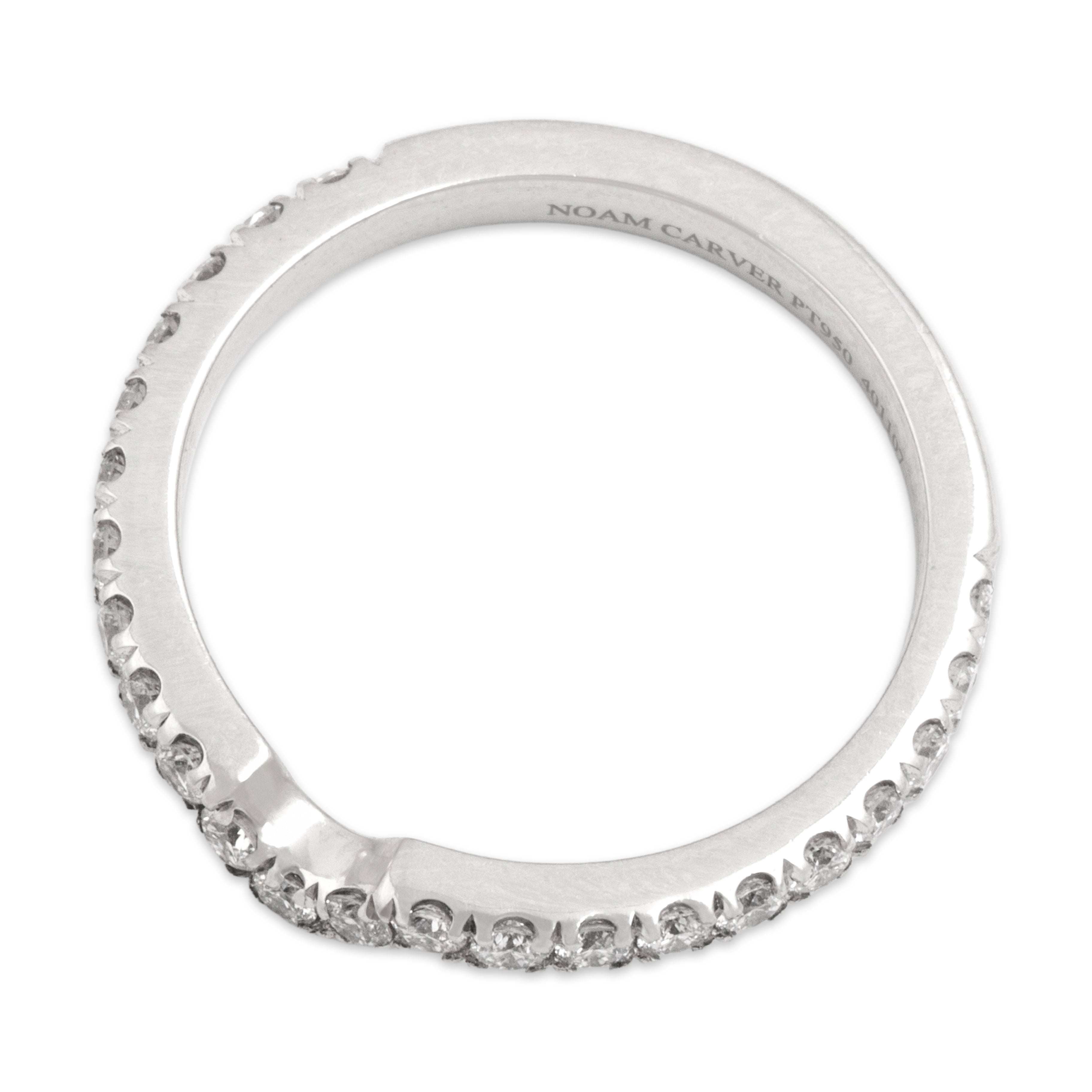 Estate Platinum Diamond Dazzling Swoop Band Ring - Overall view