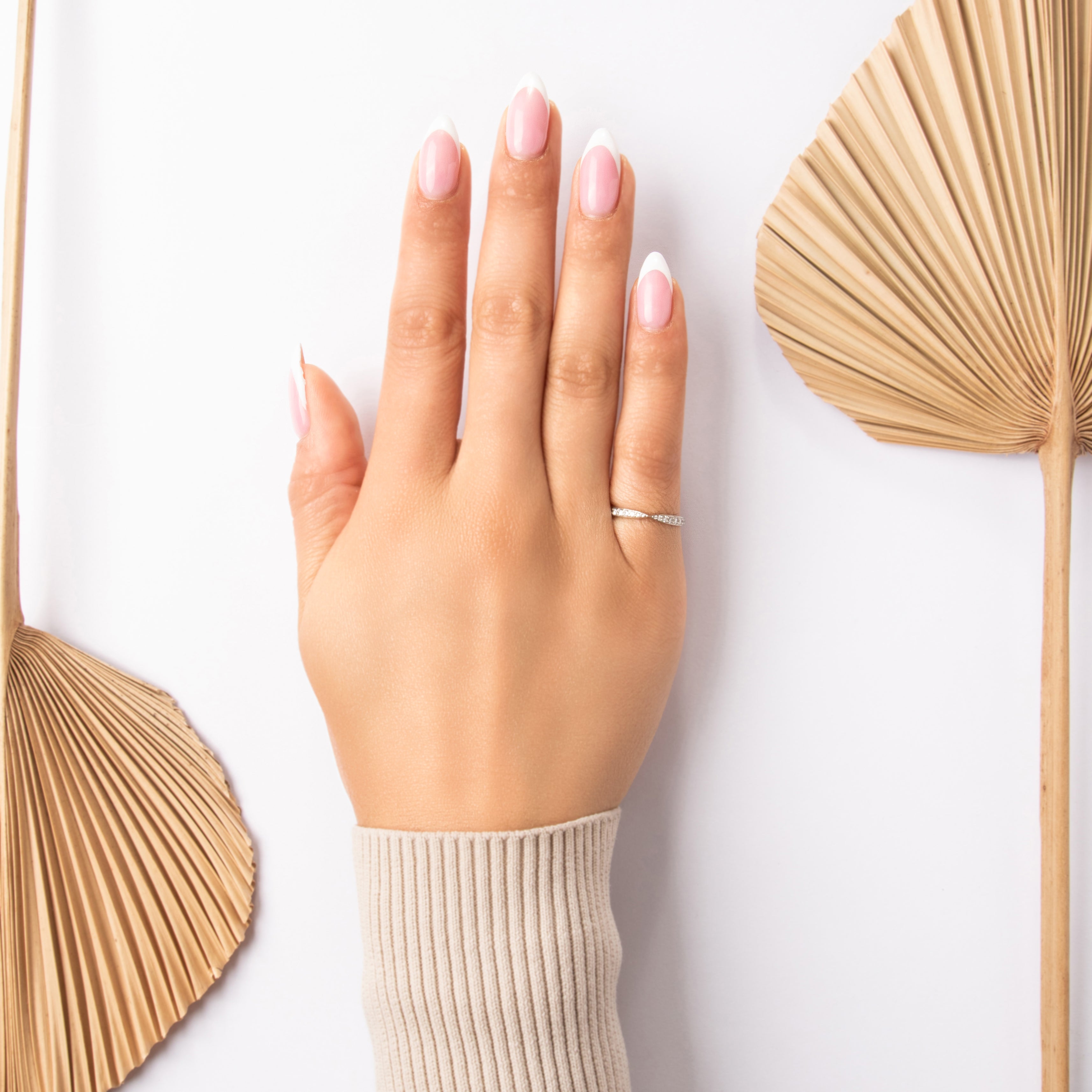 Estate Tiffany & Co. Platinum [Custom Carat] Brilliant Pinched Stacking Band Ring - On model view