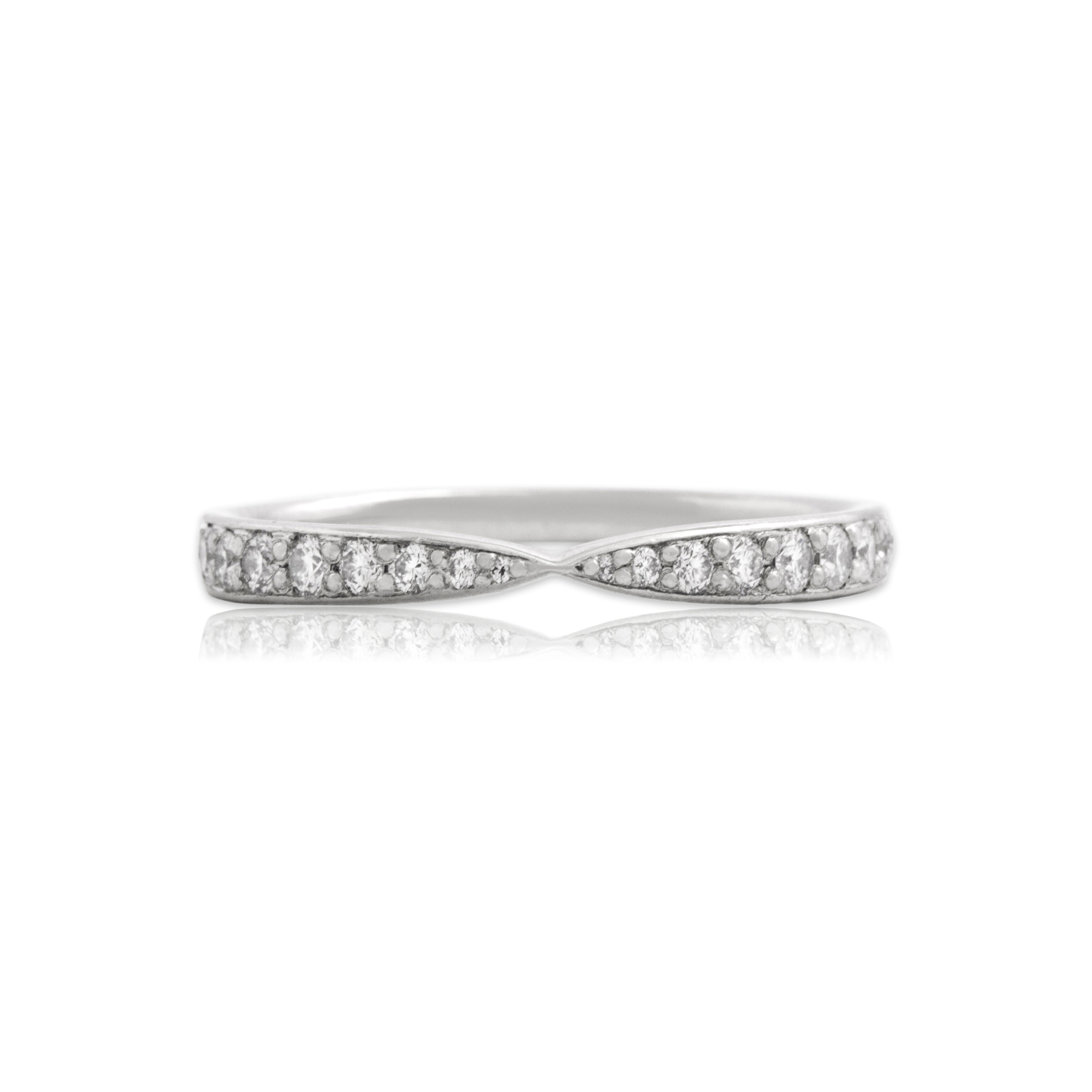 Estate Tiffany & Co. Platinum [Custom Carat] Brilliant Pinched Stacking Band Ring - Close-up view