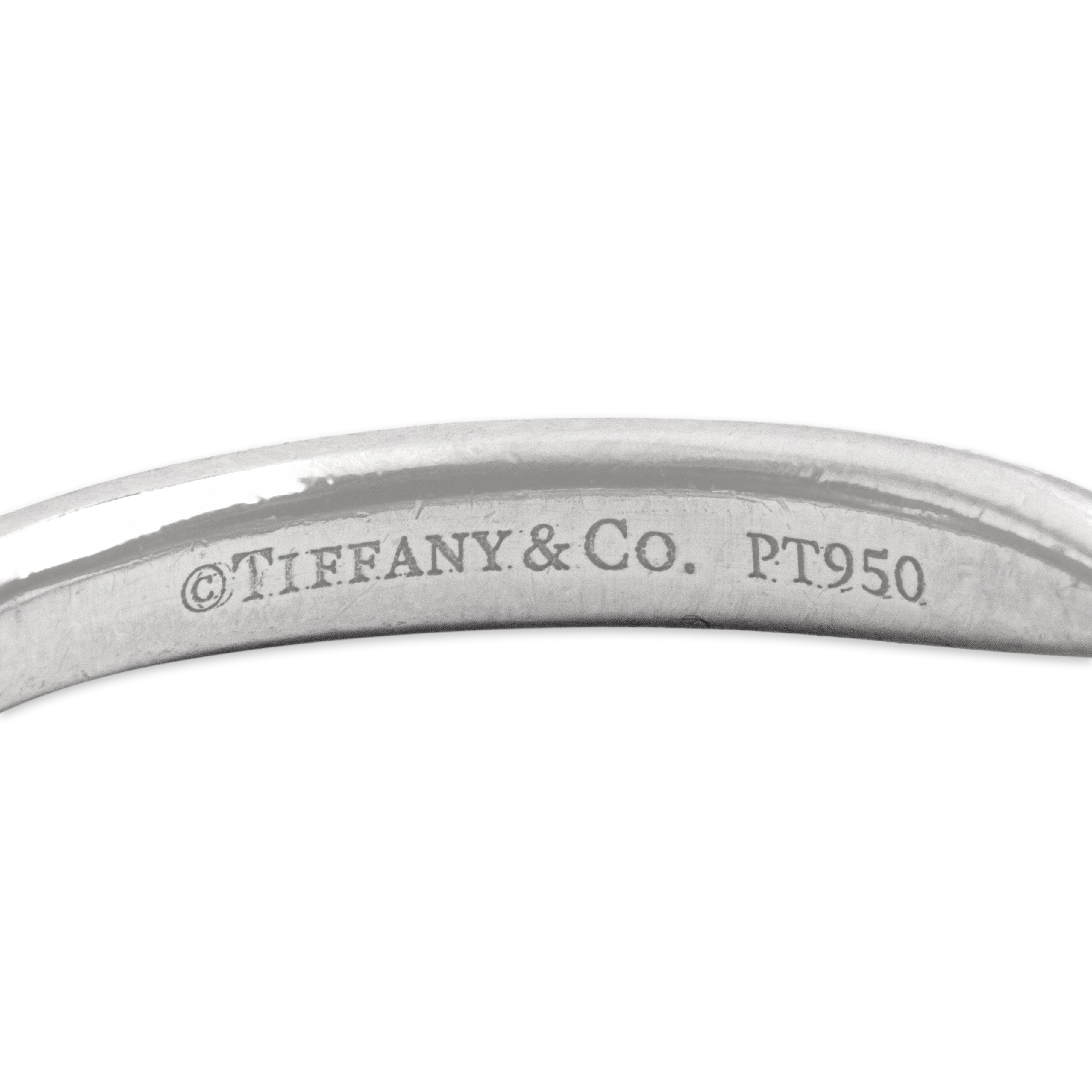 Estate Tiffany & Co. Platinum [Custom Carat] Brilliant Pinched Stacking Band Ring - Hallmark view