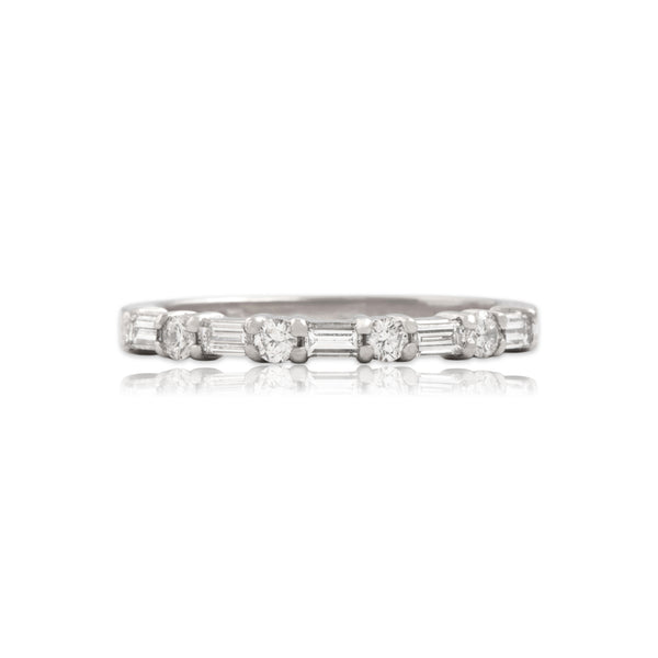 Vintage Platinum Diamond Chic Mixed-Cut Line Band Ring 4.75
