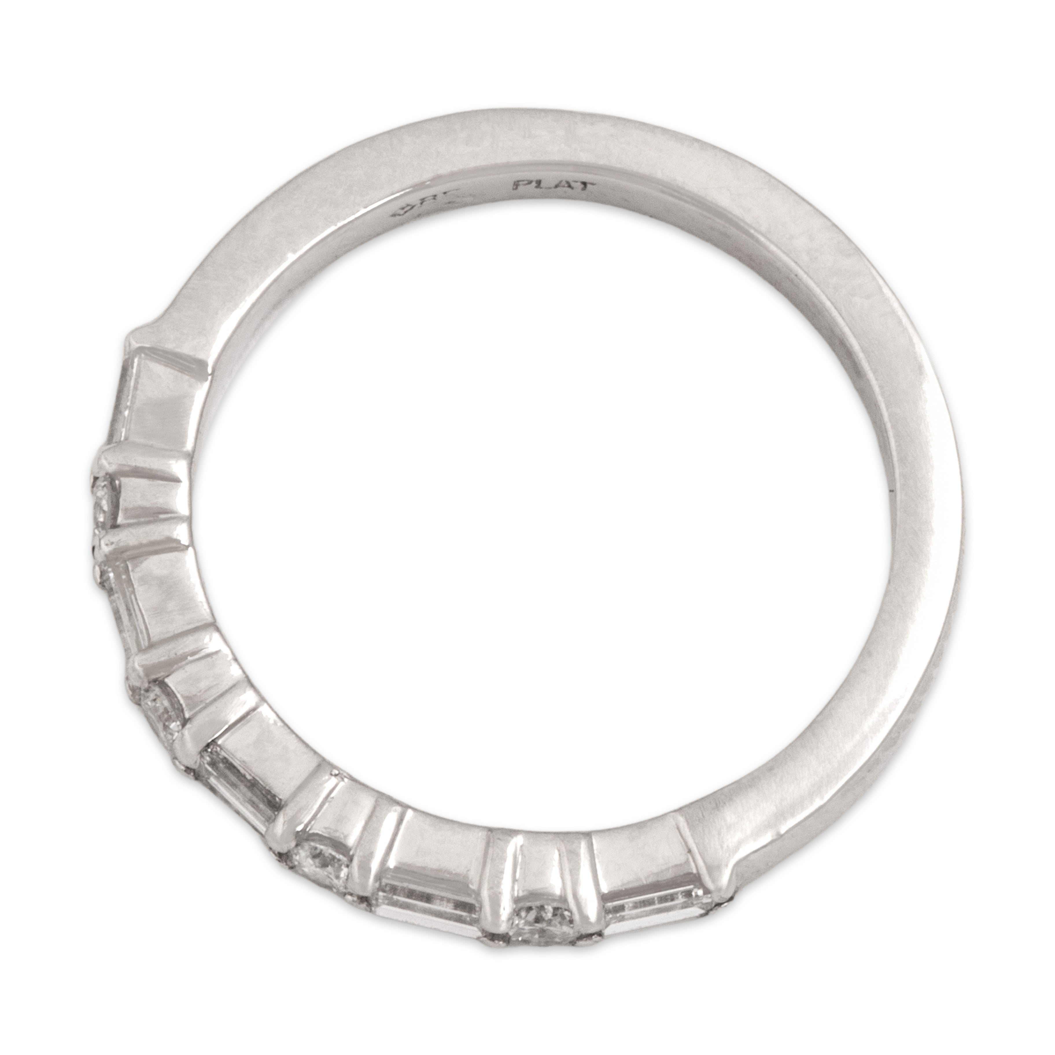 Vintage Platinum Diamond Chic Mixed-Cut Line Band Ring - Overall view
