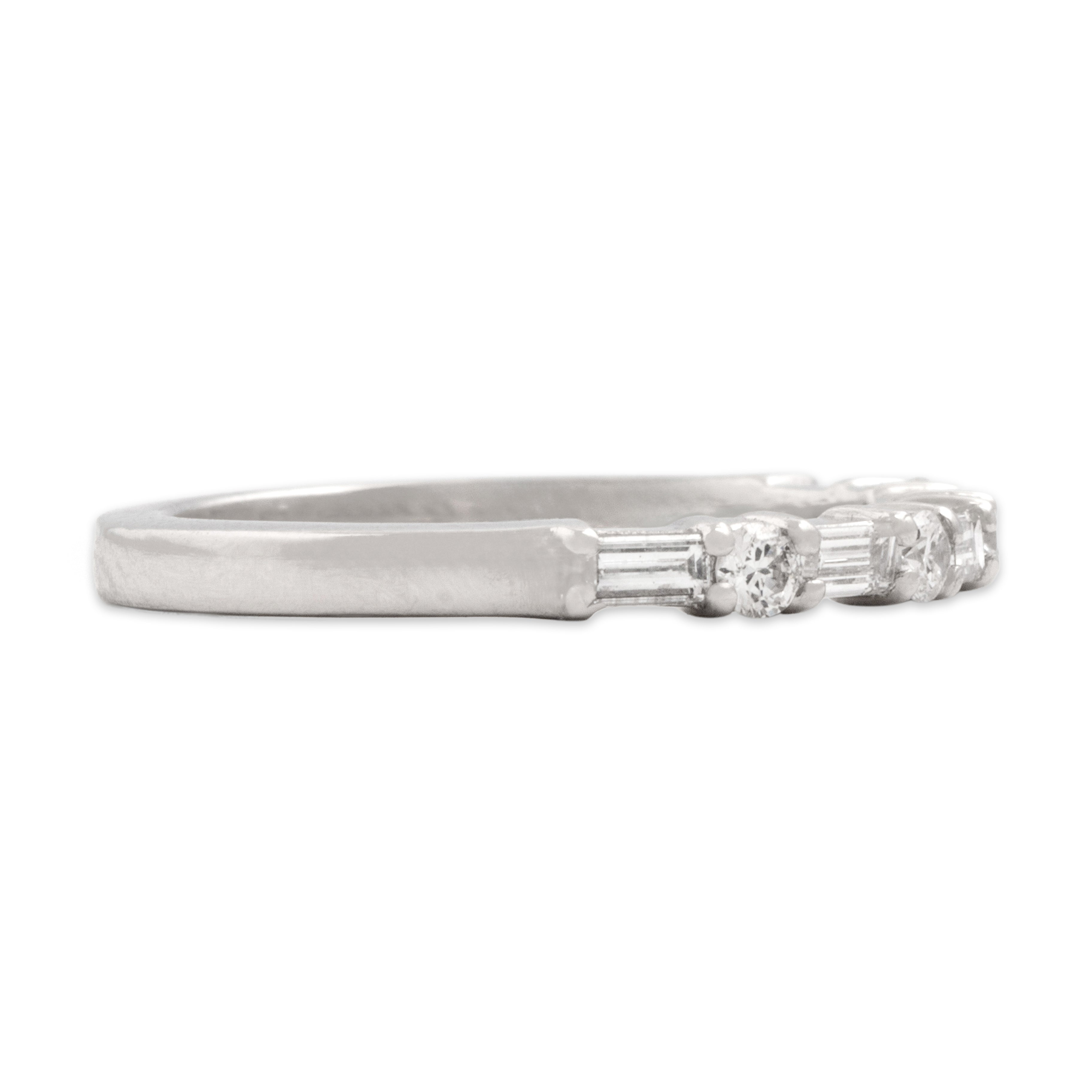Vintage Platinum Diamond Chic Mixed-Cut Line Band Ring - Side view