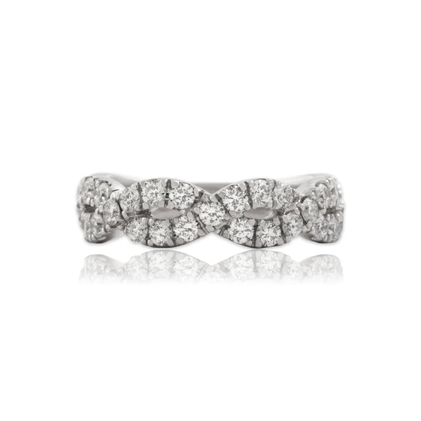 Estate Platinum .85cttw Diamond Glittering Infinity Crossover Band Ring 6.00