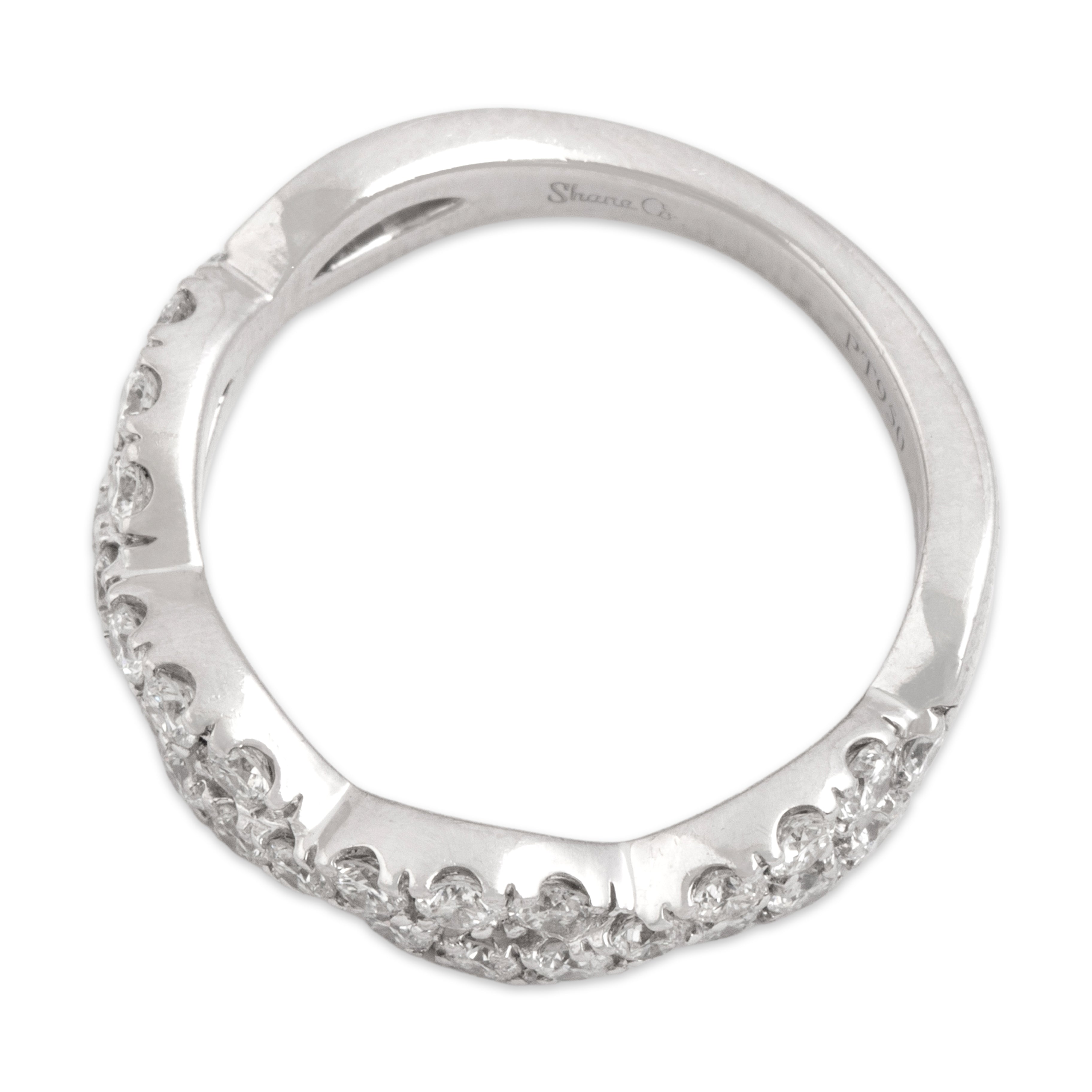 Estate Platinum [Custom Carat] Glittering Infinity Crossover Band Ring - Overall view