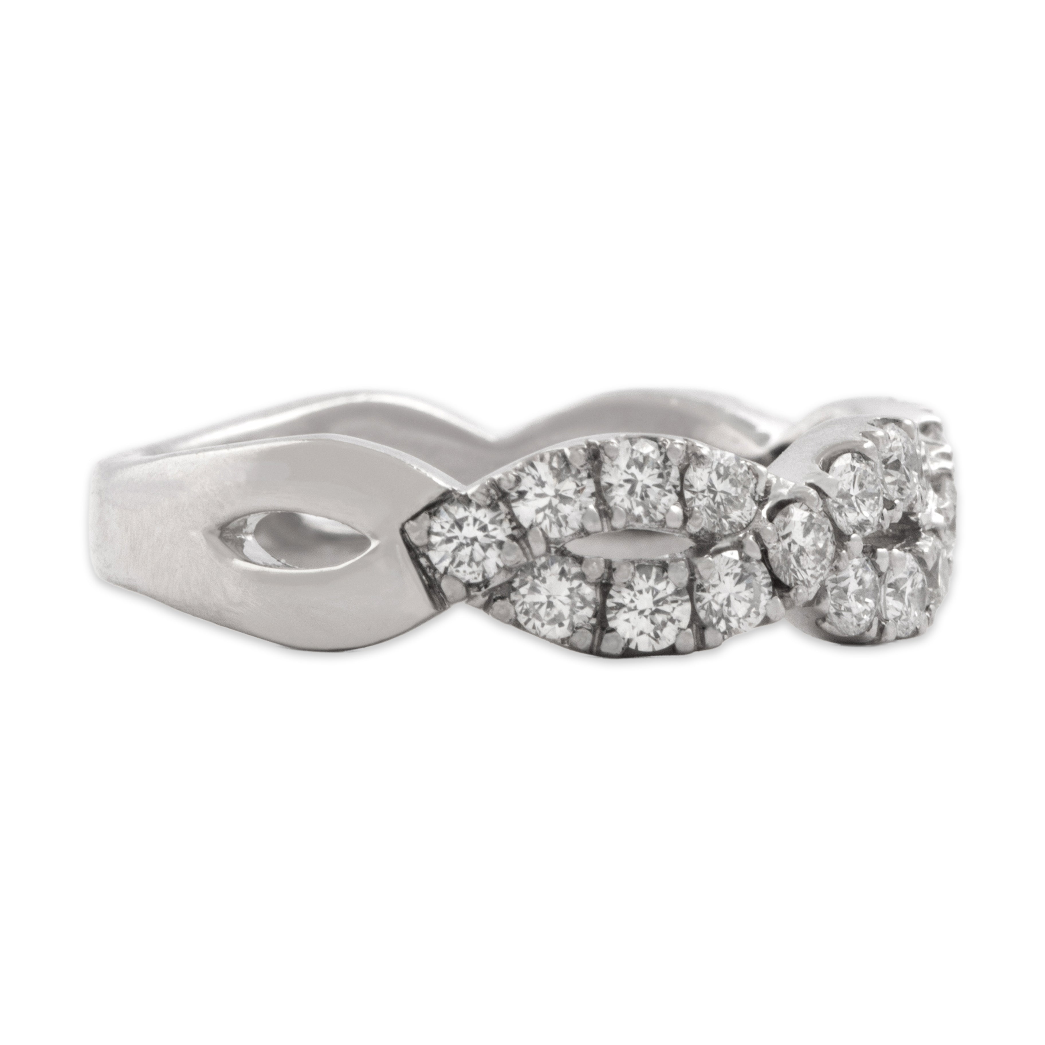 Estate Platinum [Custom Carat] Glittering Infinity Crossover Band Ring - Side view