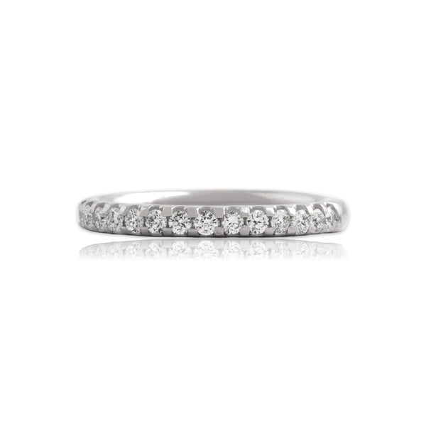 Estate Platinum Diamond Stunning Classic Rounded Line Band Ring 6.50