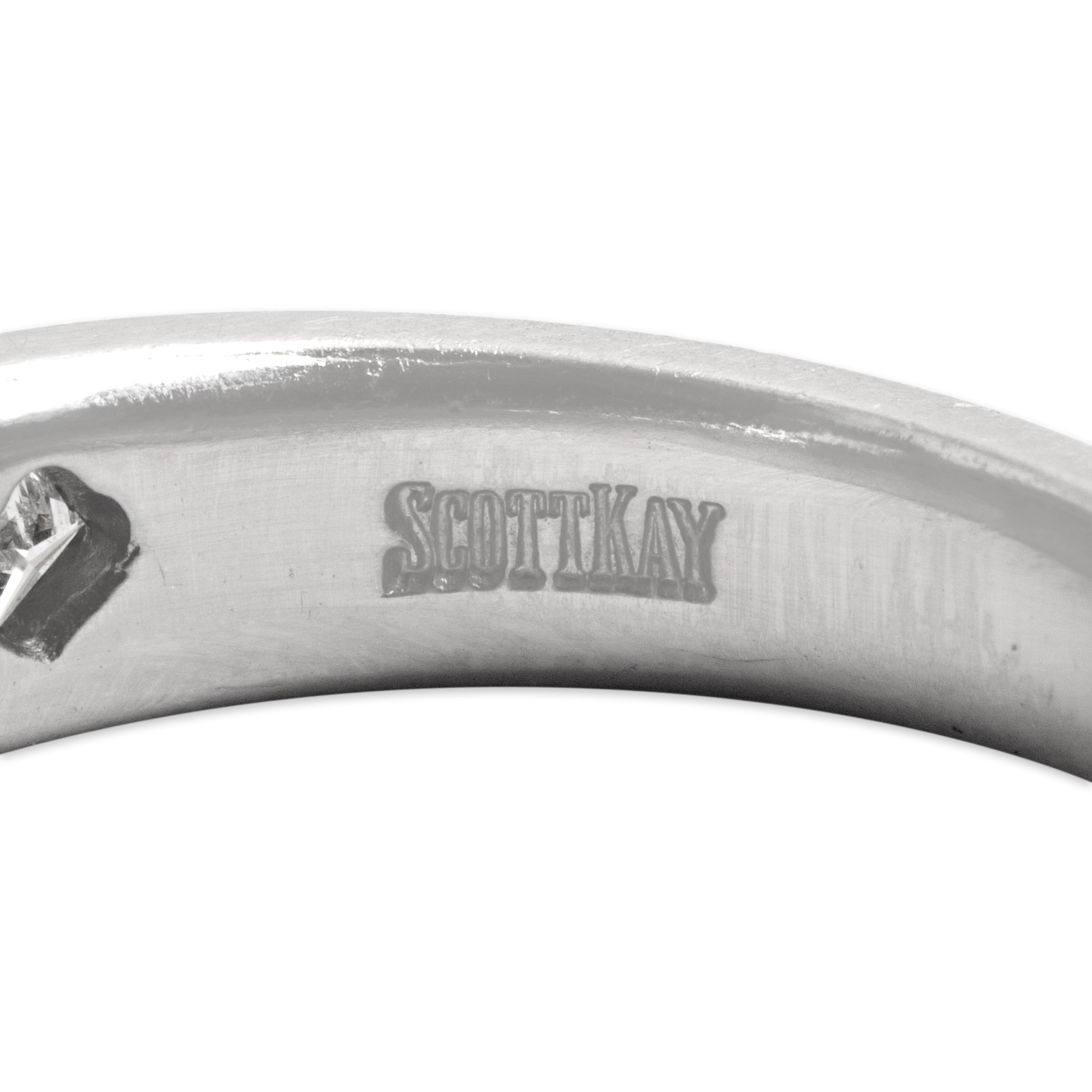 Vintage Scott Kay Platinum Diamond Sleek Brushed Line Band Ring - Hallmark view