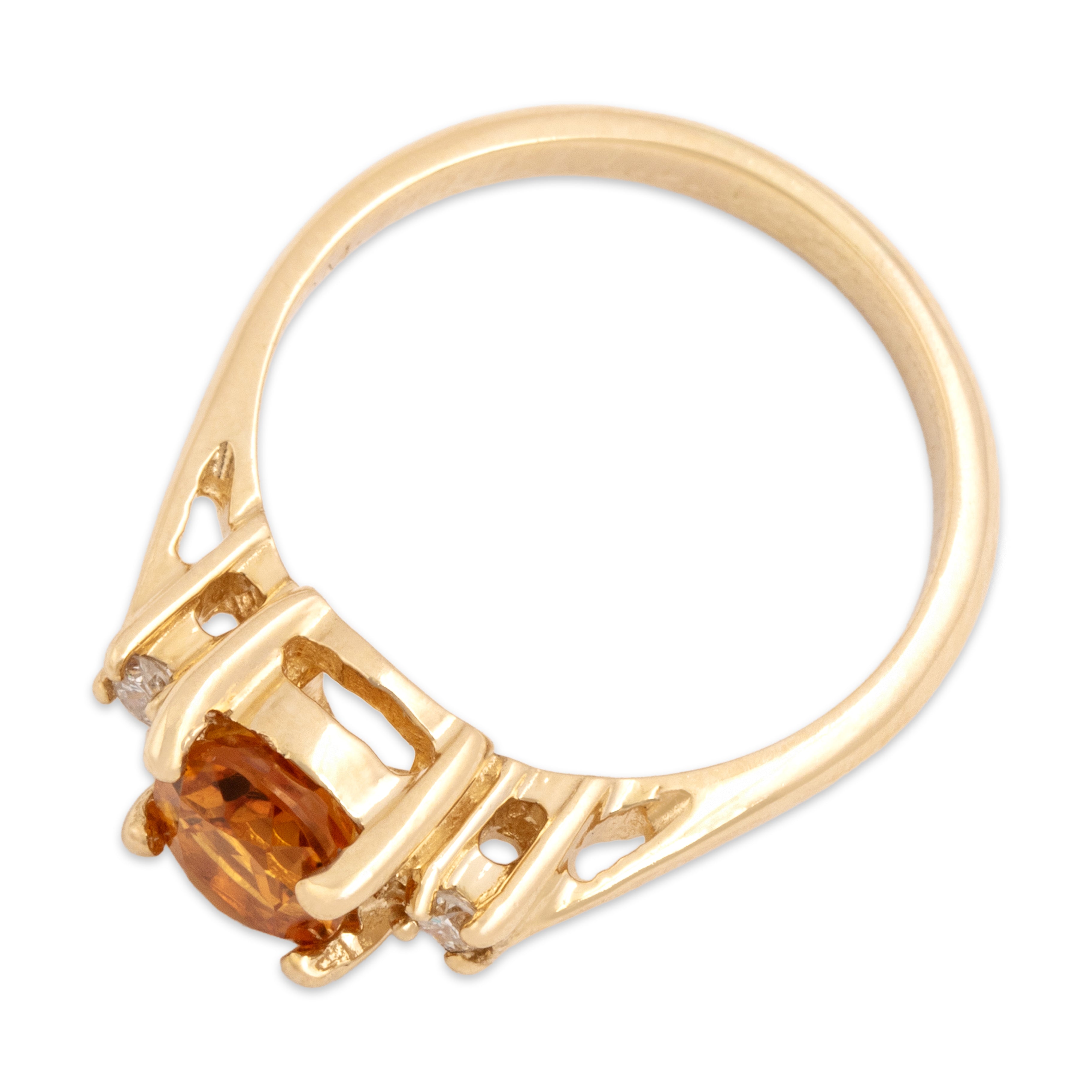 Vintage 14k Yellow Gold 1.12ct Citrine Diamond Bright Honey Trio Ring - Overall view
