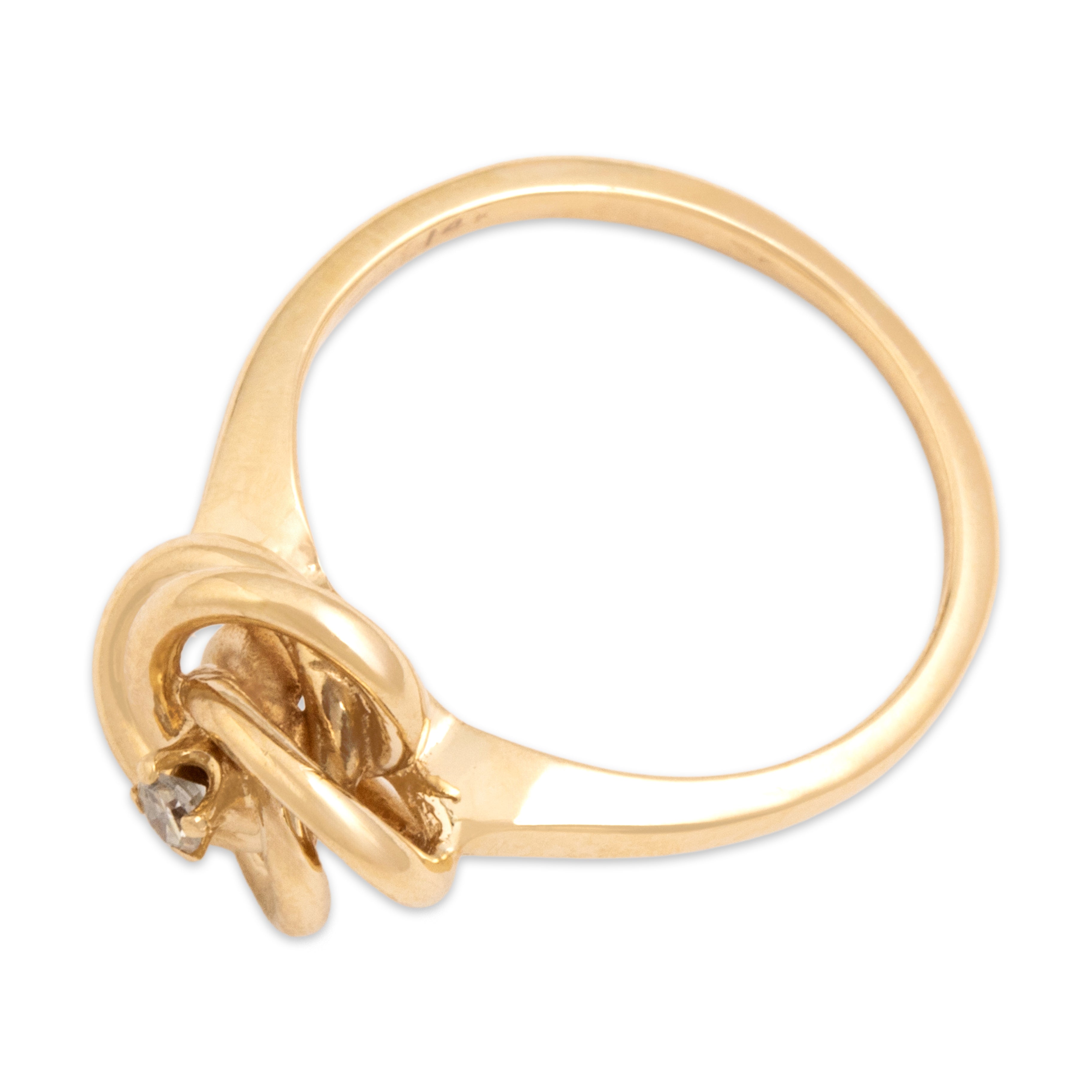 Vintage 14k Yellow Gold Diamond Gleaming Lover's Knot Ring - Overall view