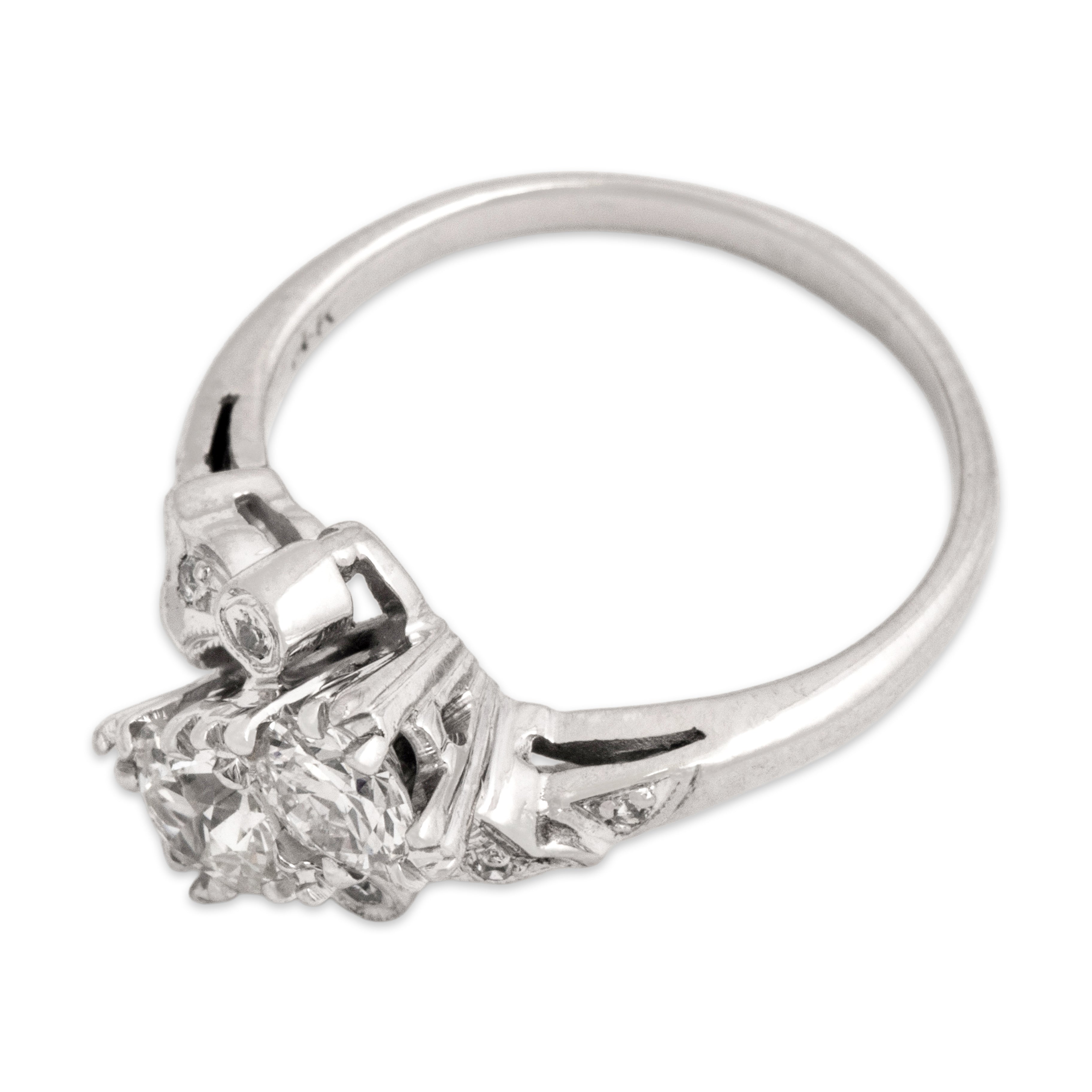 Antique Art Deco 14k White Gold .82cttw Old European Old Mine Cut Diamond Ring 6.00