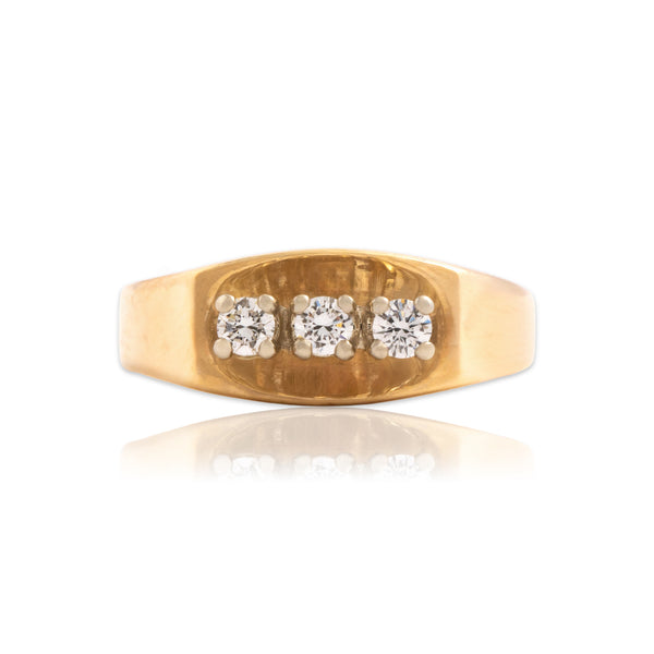 Vintage 14k Yellow Gold Diamond Geometric Trio Ring 6.50