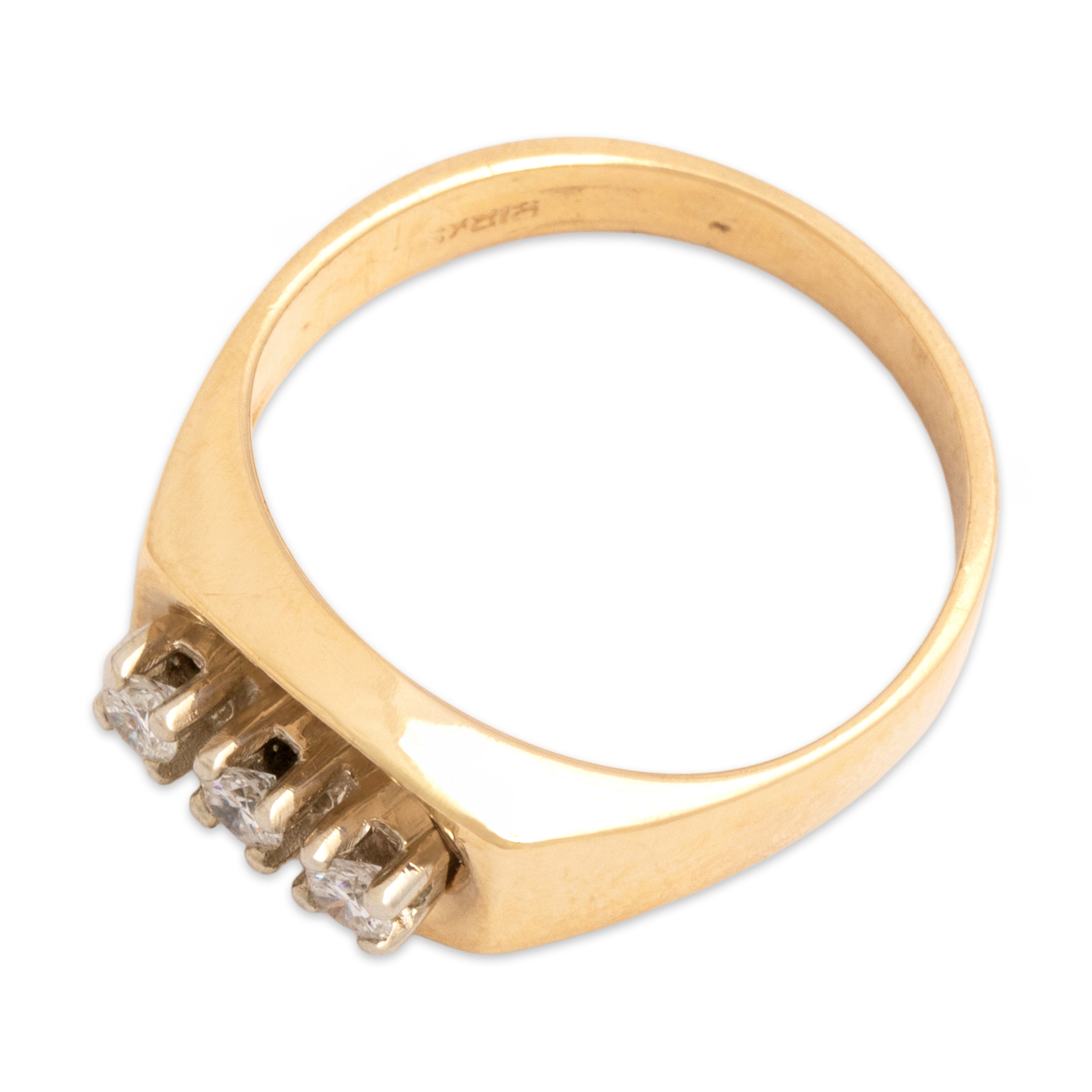 Vintage 14k Yellow Gold Diamond Gleaming Geometric Trio Ring - Overall view
