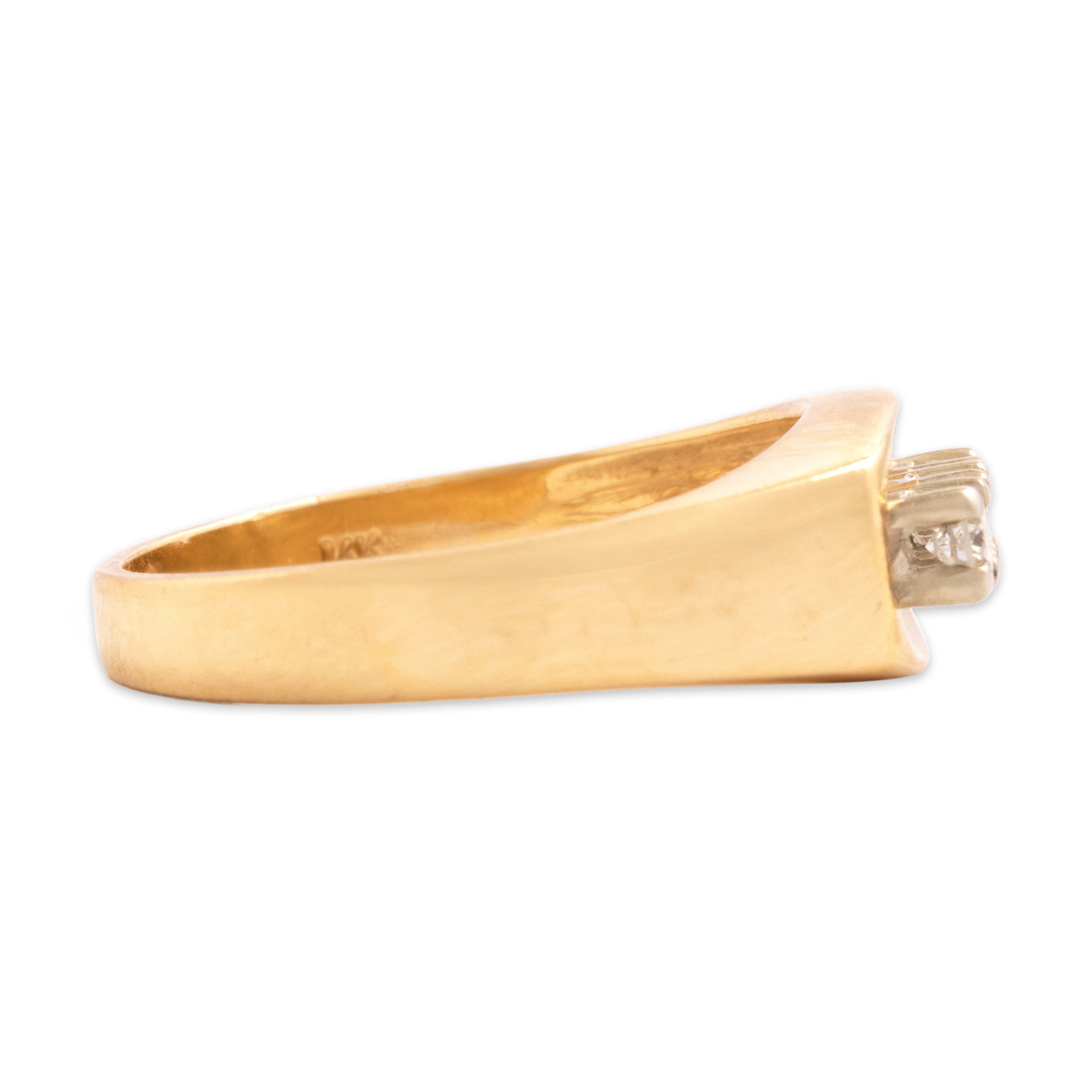 Vintage 14k Yellow Gold Diamond Gleaming Geometric Trio Ring - Side view