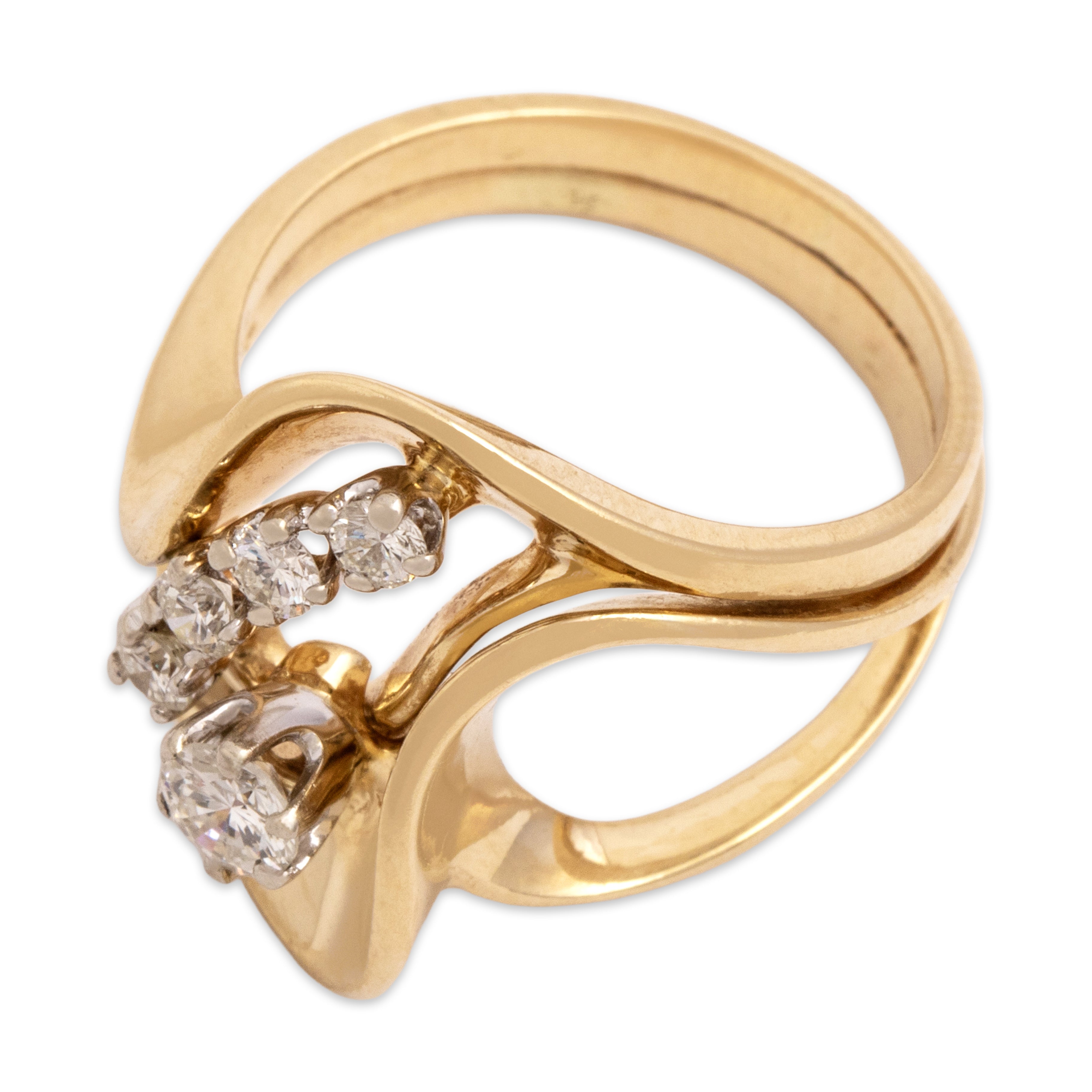 Vintage 14k Yellow Gold Diamond Dazzling Looping Duo Ring - Overall view