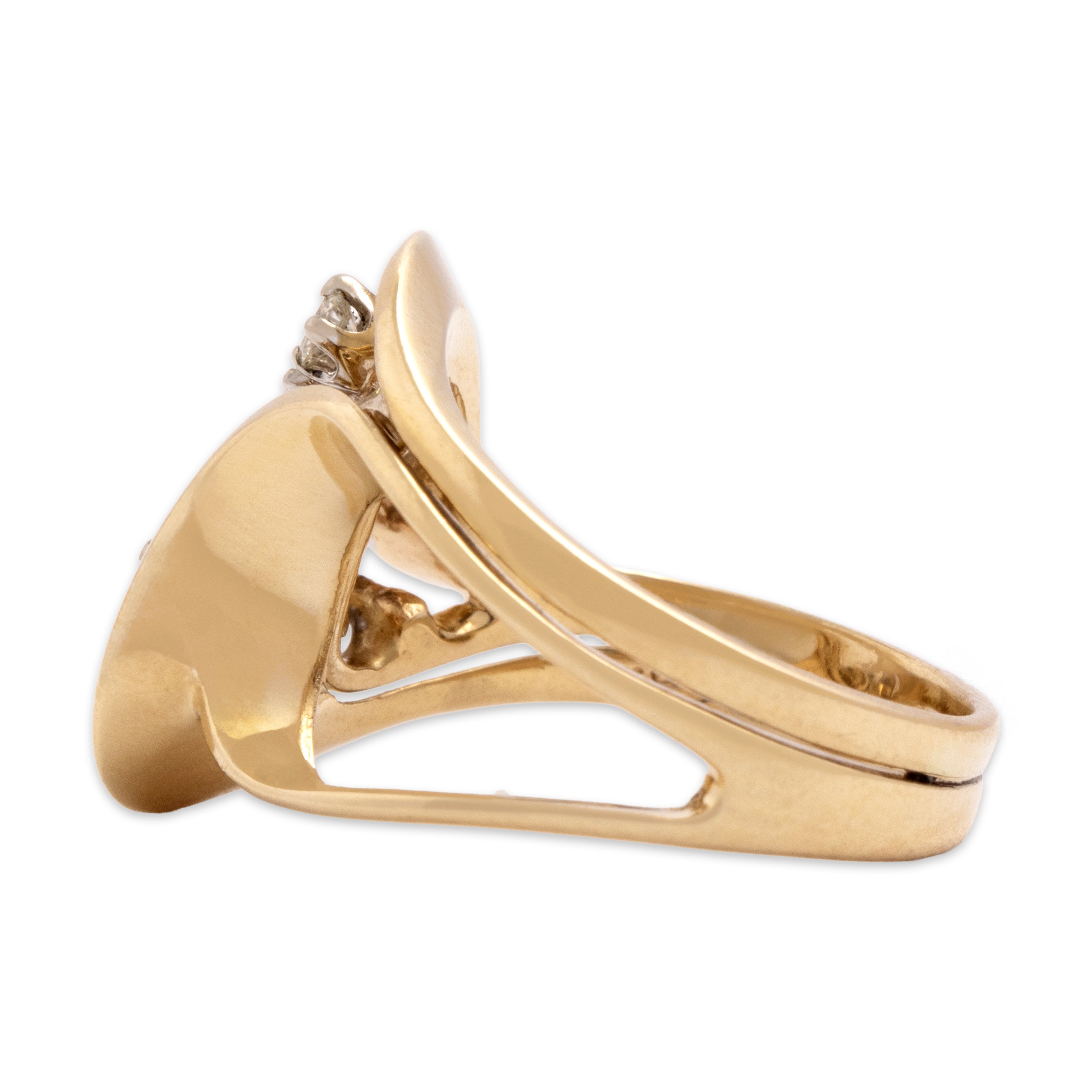 Vintage 14k Yellow Gold Diamond Dazzling Looping Duo Ring - Side view