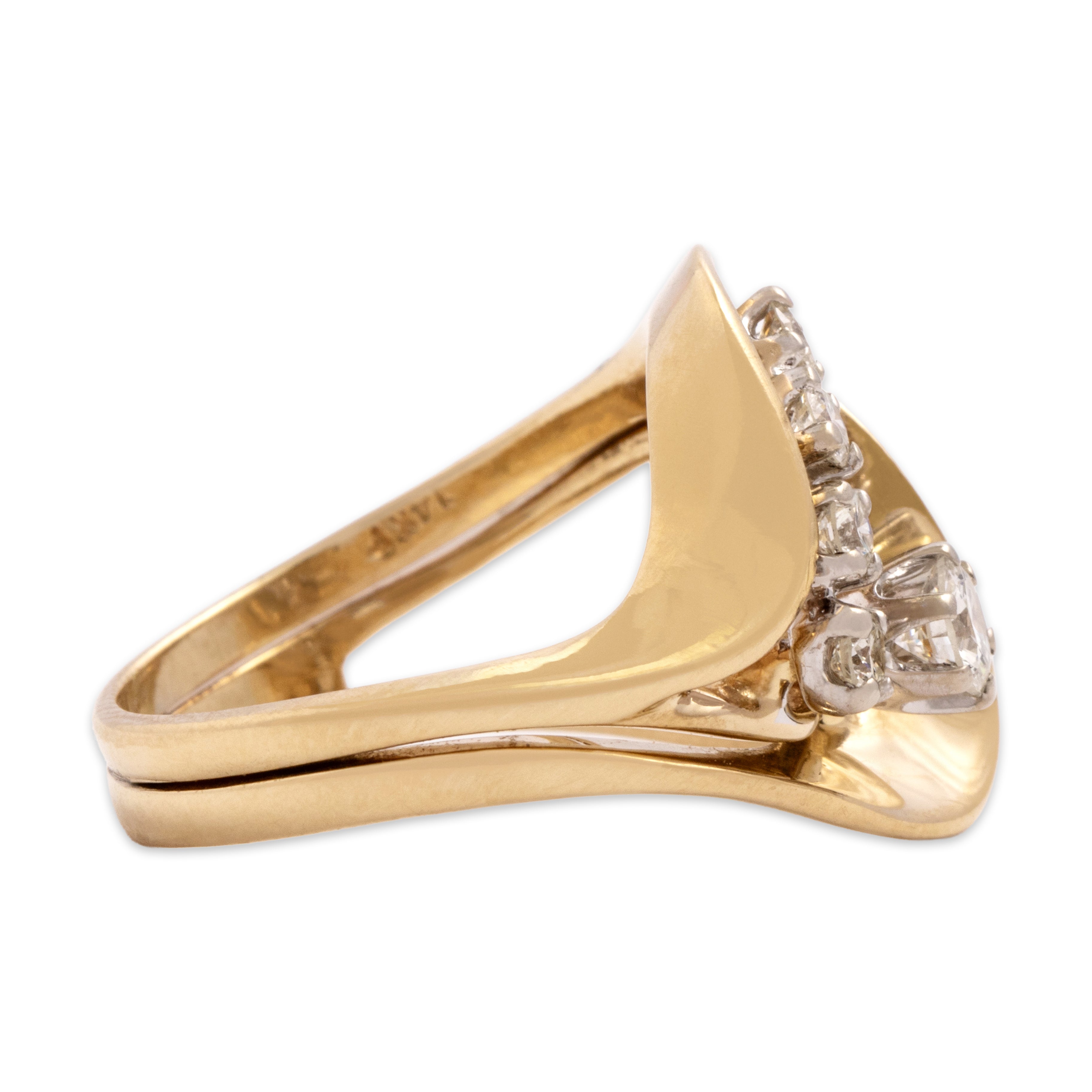 Vintage 14k Yellow Gold Diamond Dazzling Looping Duo Ring - Side view