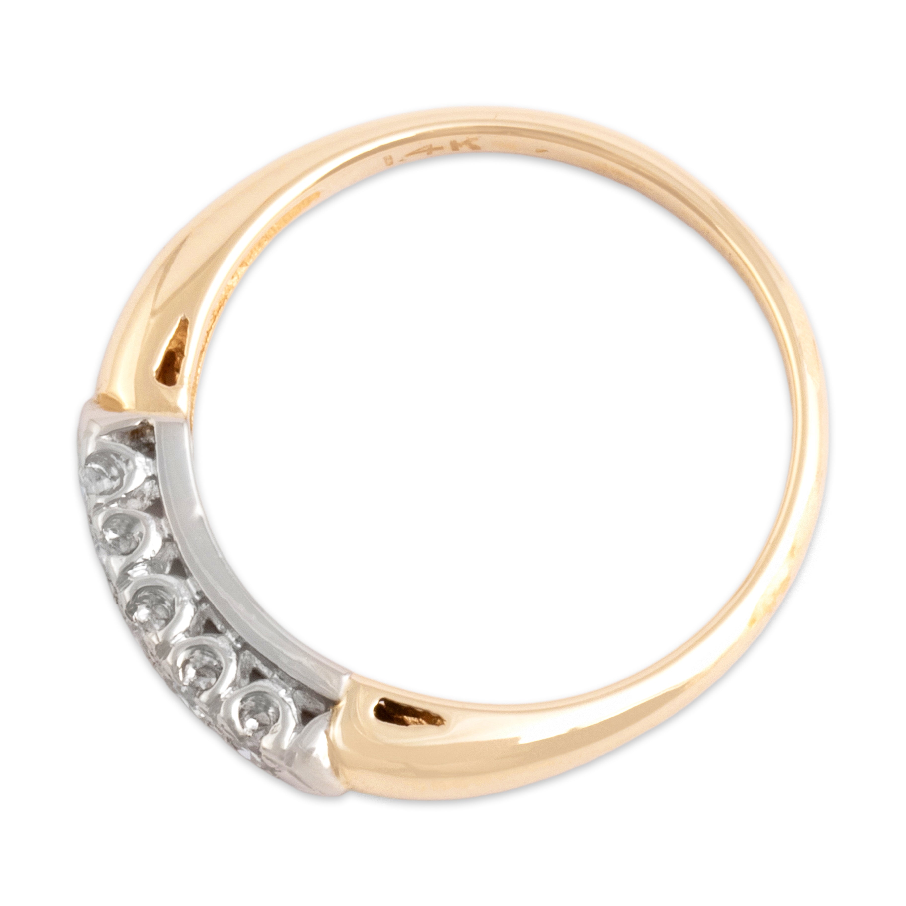 Vintage 14k Yellow & White Gold Diamond Lovely Dainty 5-Stone Line Ring - Overall view