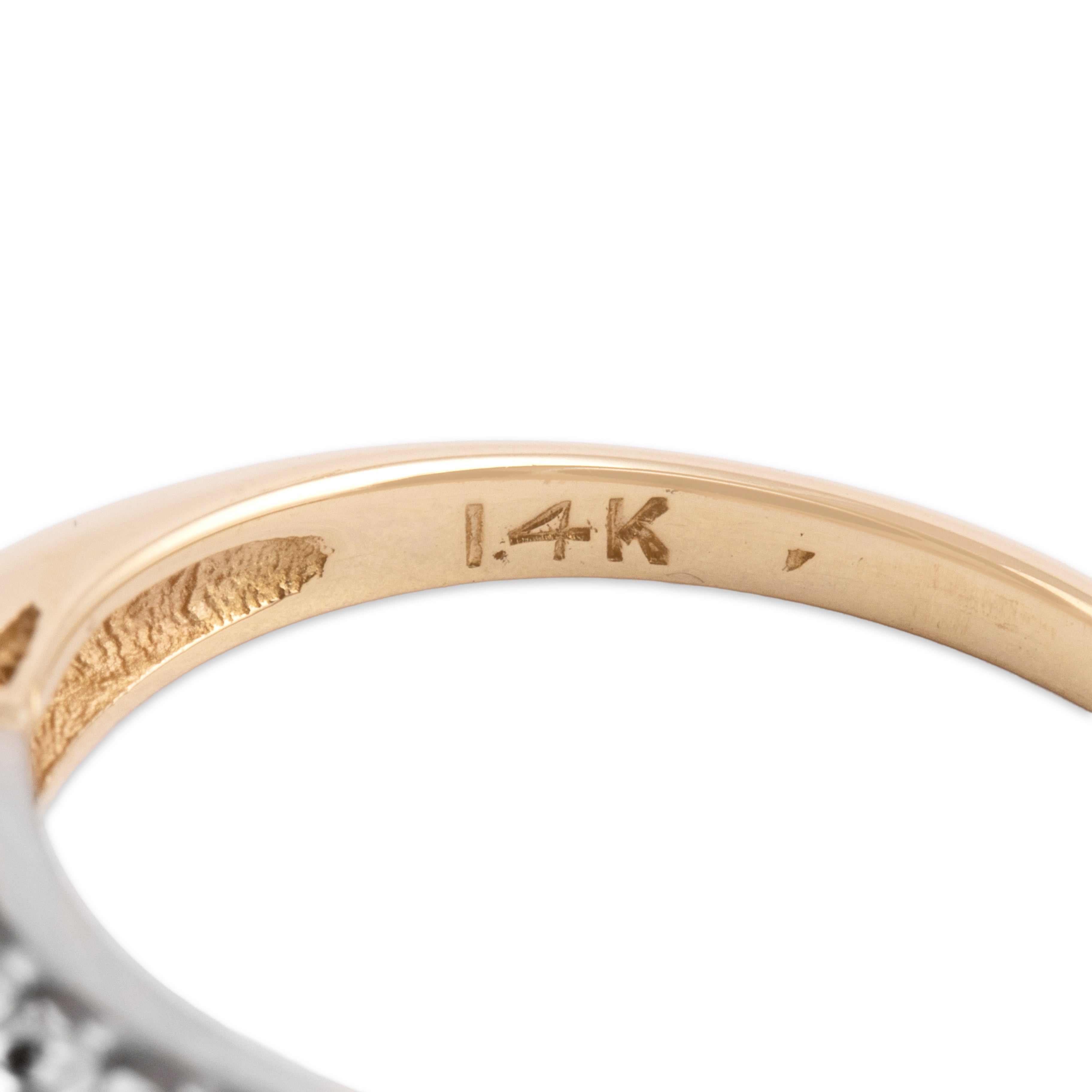 Vintage 14k Yellow & White Gold Diamond Lovely Dainty 5-Stone Line Ring - Hallmark view