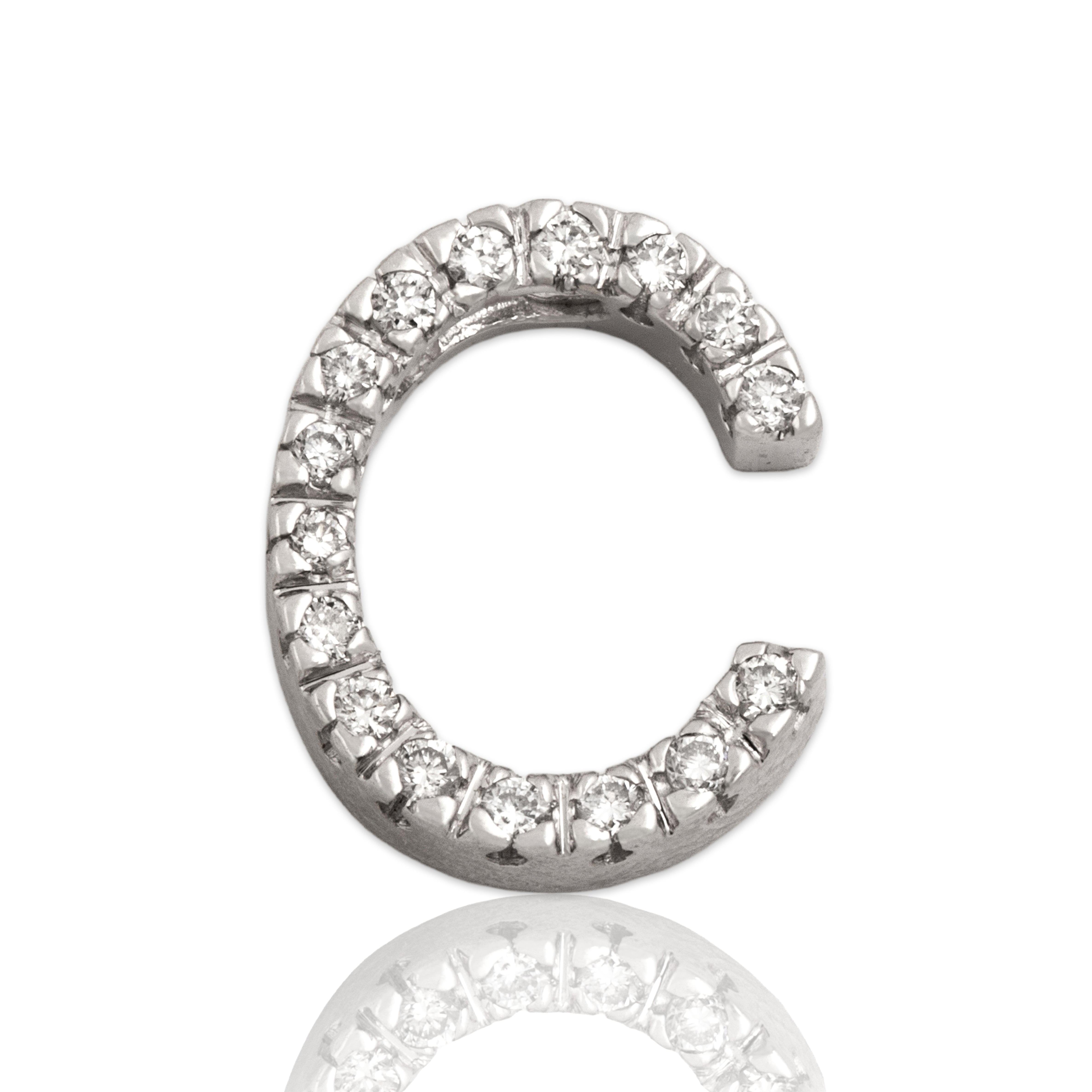 Vintage 14k White Gold Diamond Glittering Initial 