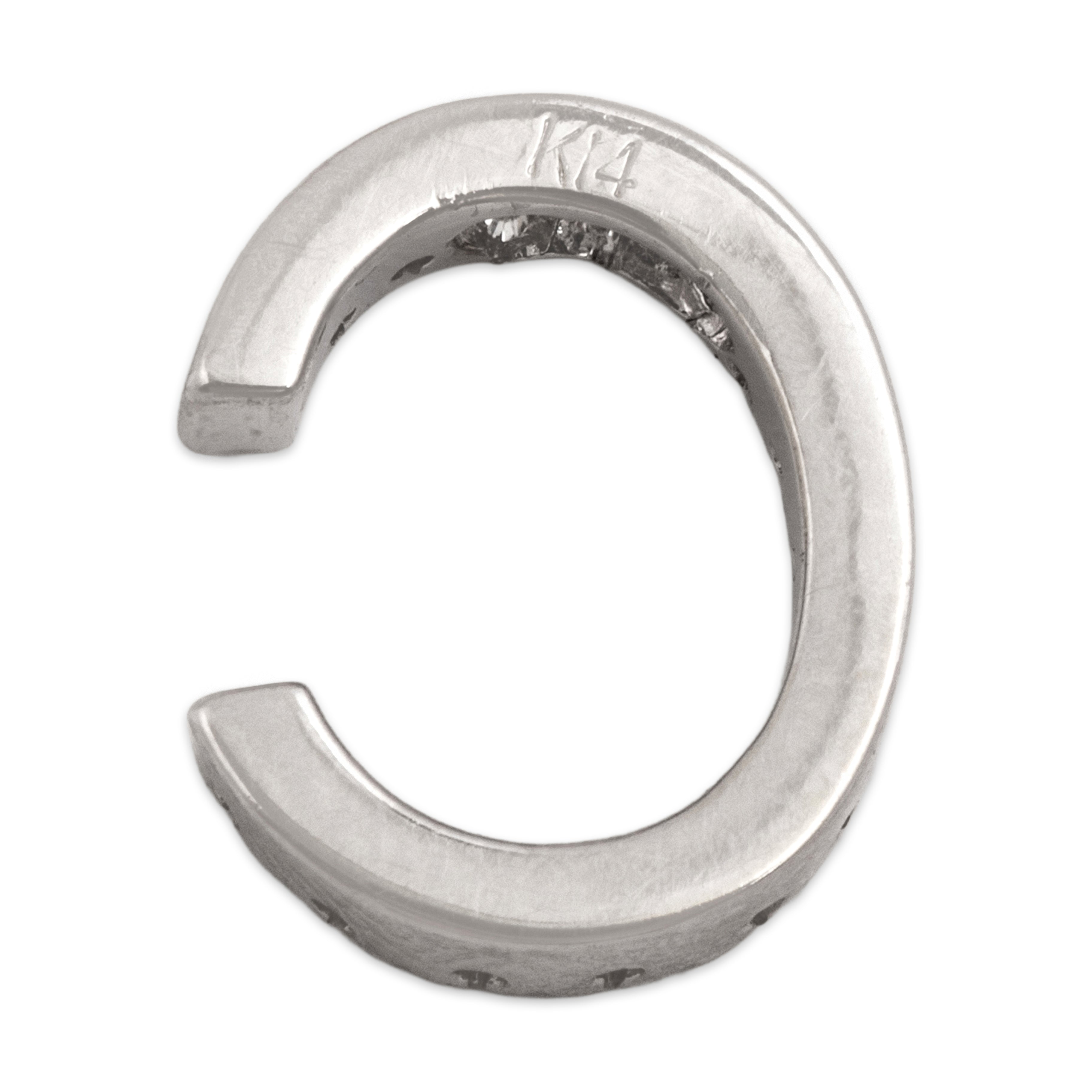 Vintage 14k White Gold Diamond Glittering Initial 