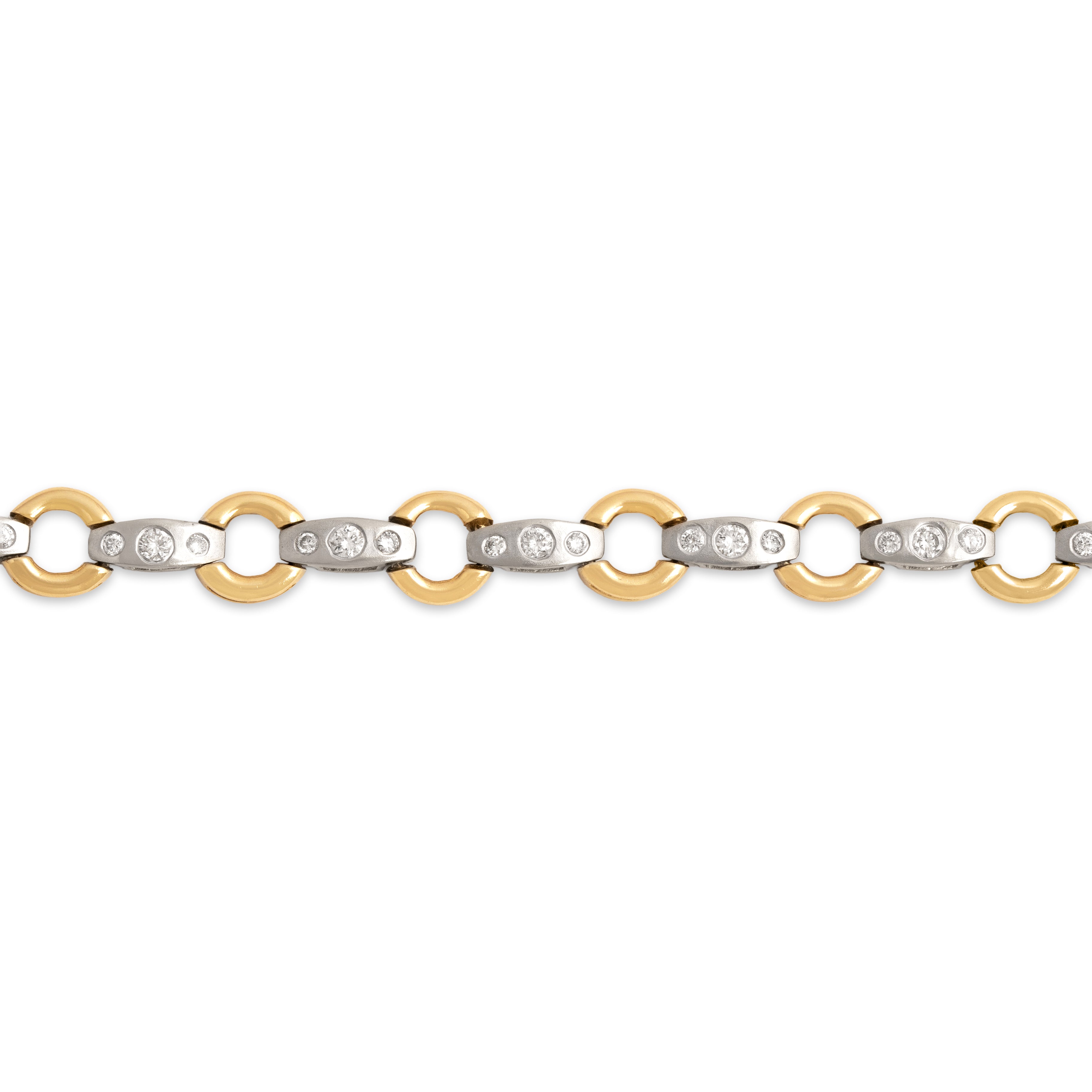 Vintage 14k Yellow & White Gold 1.03cttw Diamond Dual-Textured Link Bracelet 7