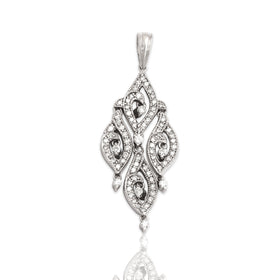 Vintage 14k White Gold .6cttw Diamond Stunning Teardrop Dangle Pendant