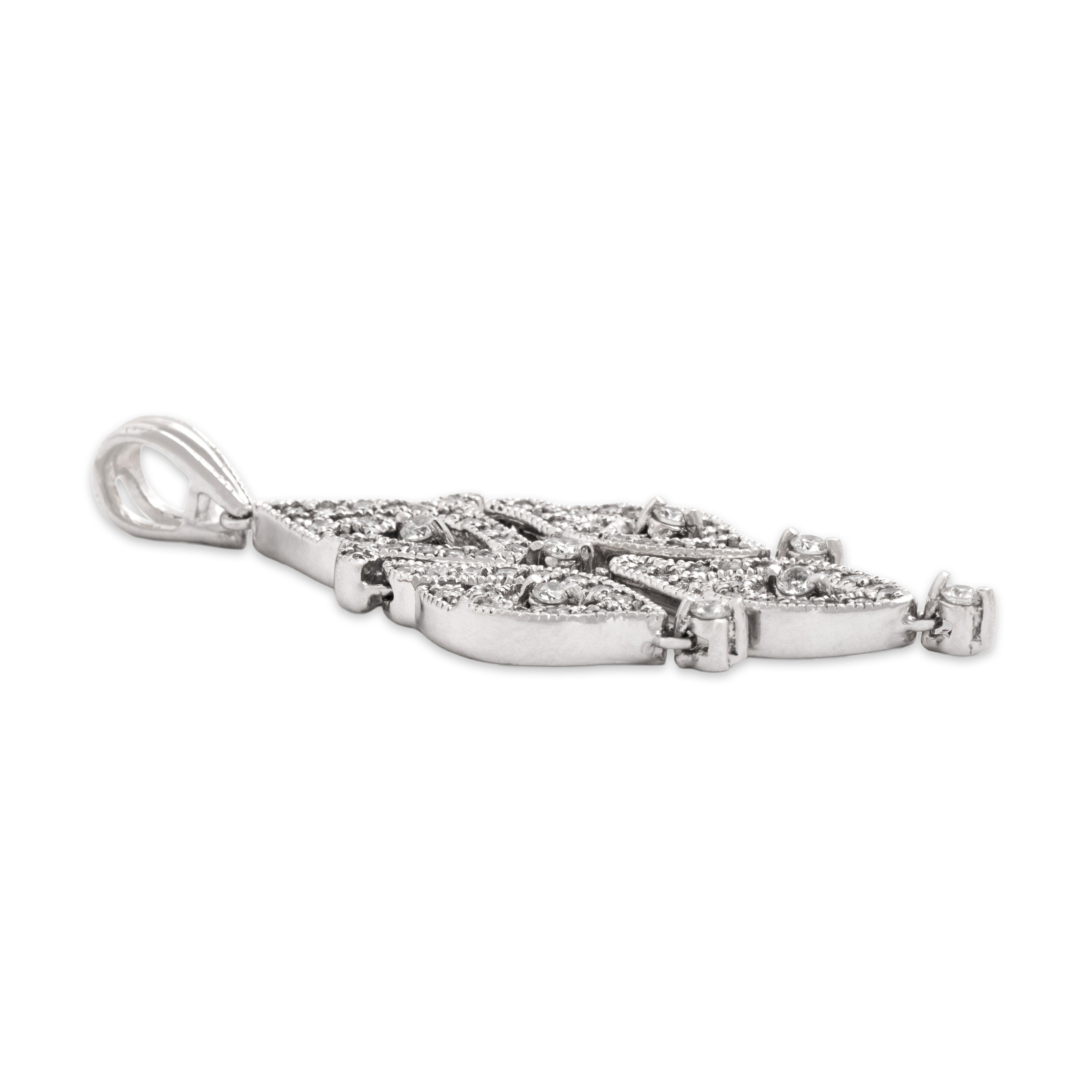 Vintage 14k White Gold .6cttw Diamond Incredible Lavalier-Style Dangle Pendant - Side view