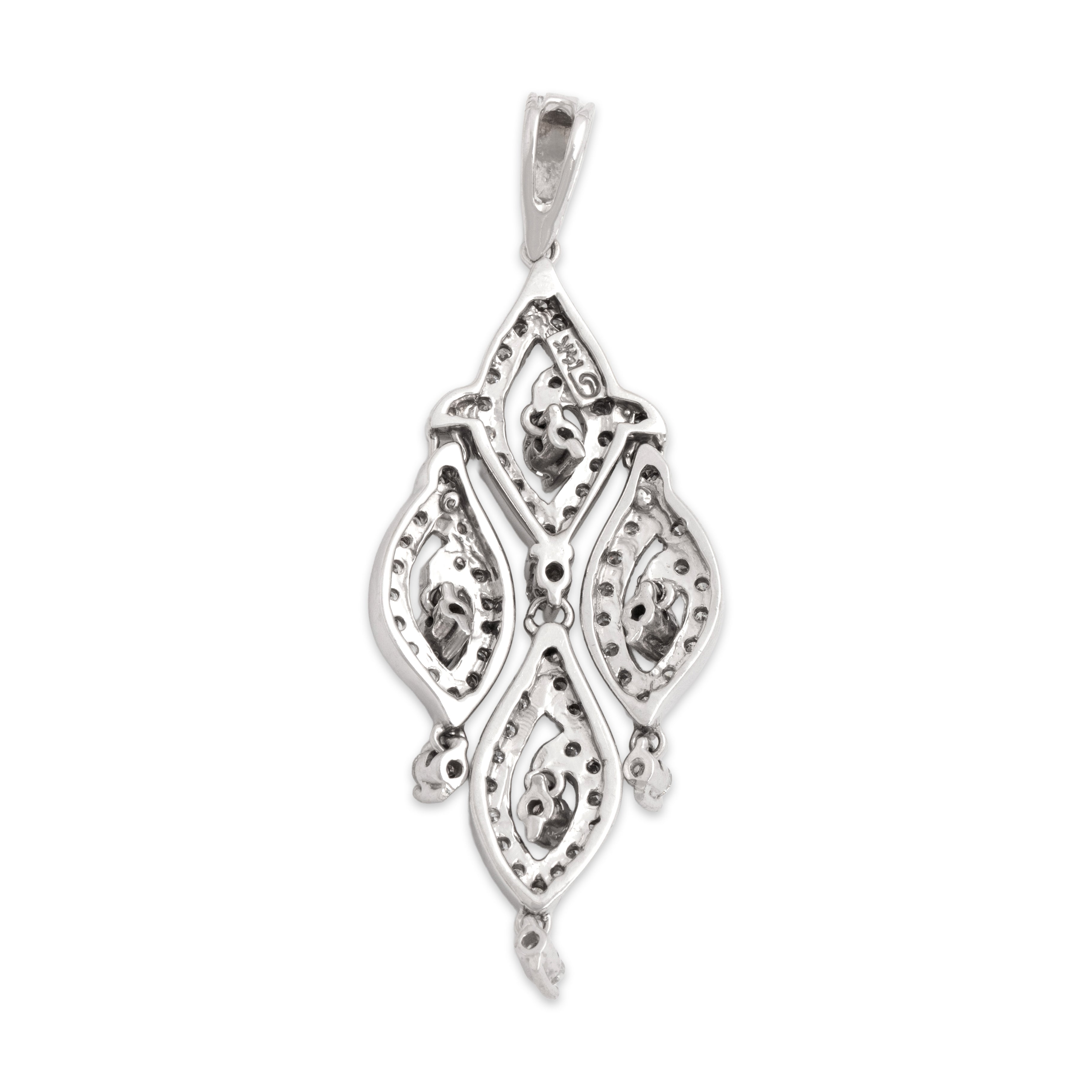 Vintage 14k White Gold .6cttw Diamond Incredible Lavalier-Style Dangle Pendant - Back view