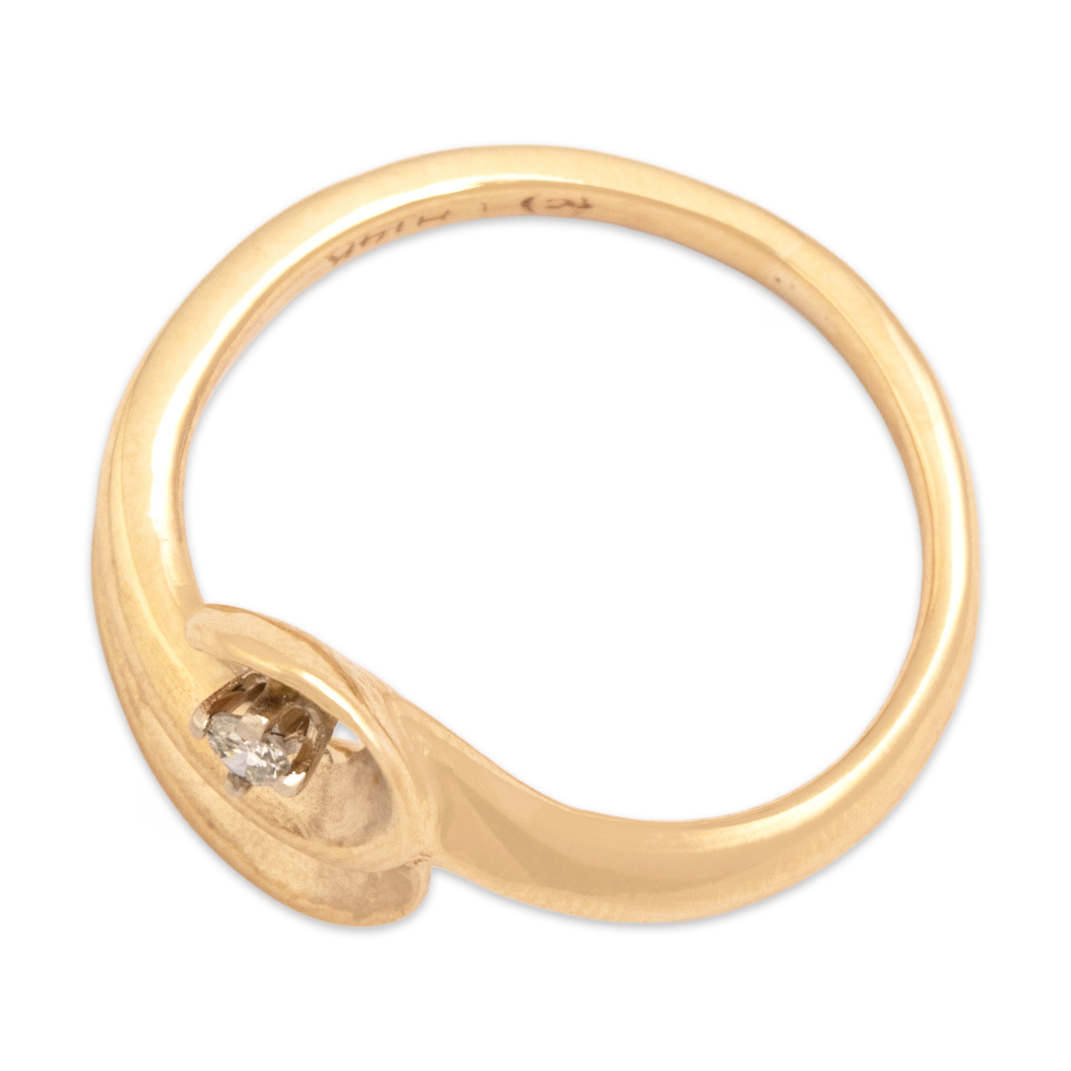 Vintage 14k Yellow Gold Diamond Delicate Double Swirl Ring - Overall view