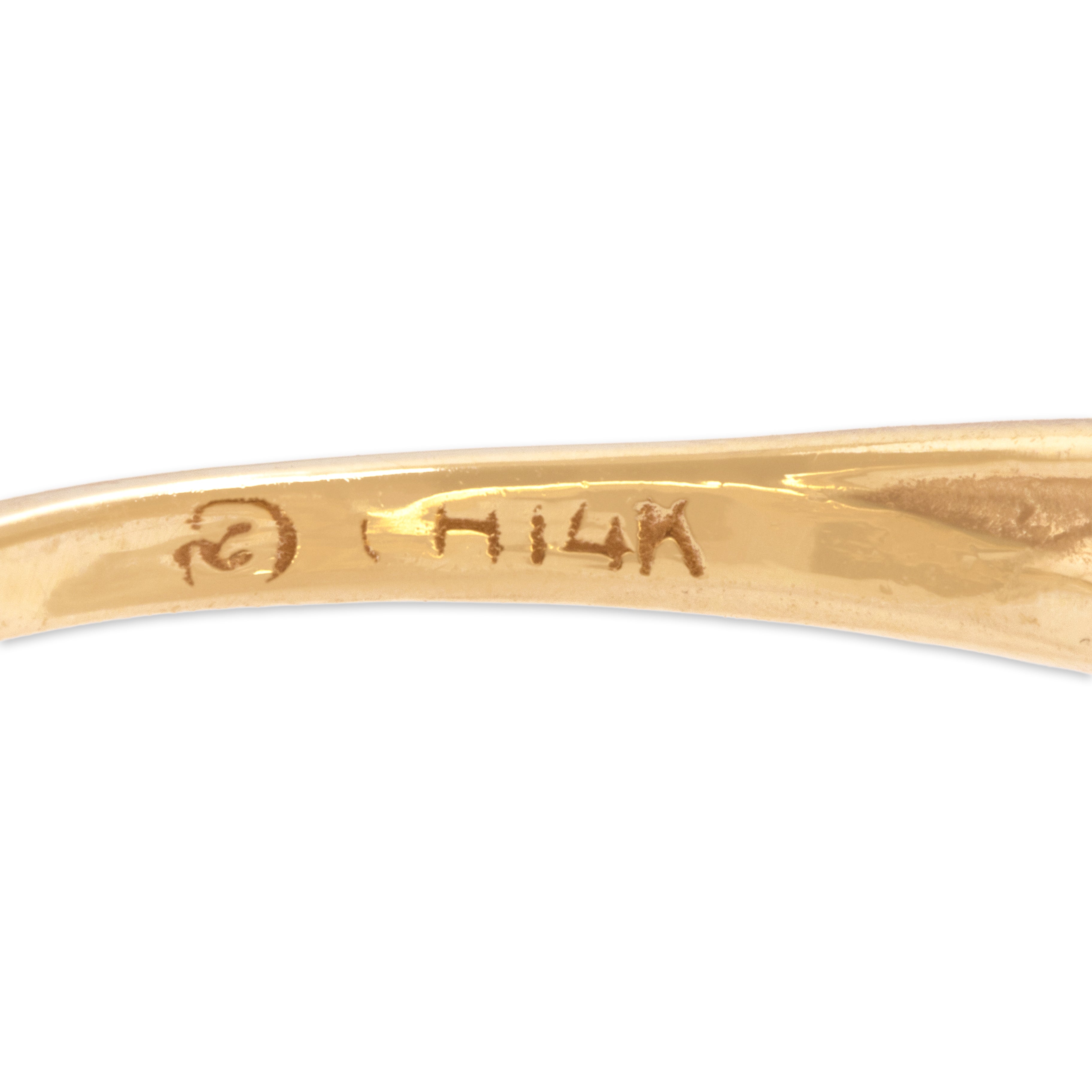 Vintage 14k Yellow Gold Diamond Delicate Double Swirl Ring - Hallmark view