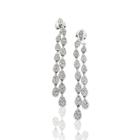 Vintage 18k White Gold 2.83cttw Diamond Incredible Sparkling Teardrop Dangle Earrings