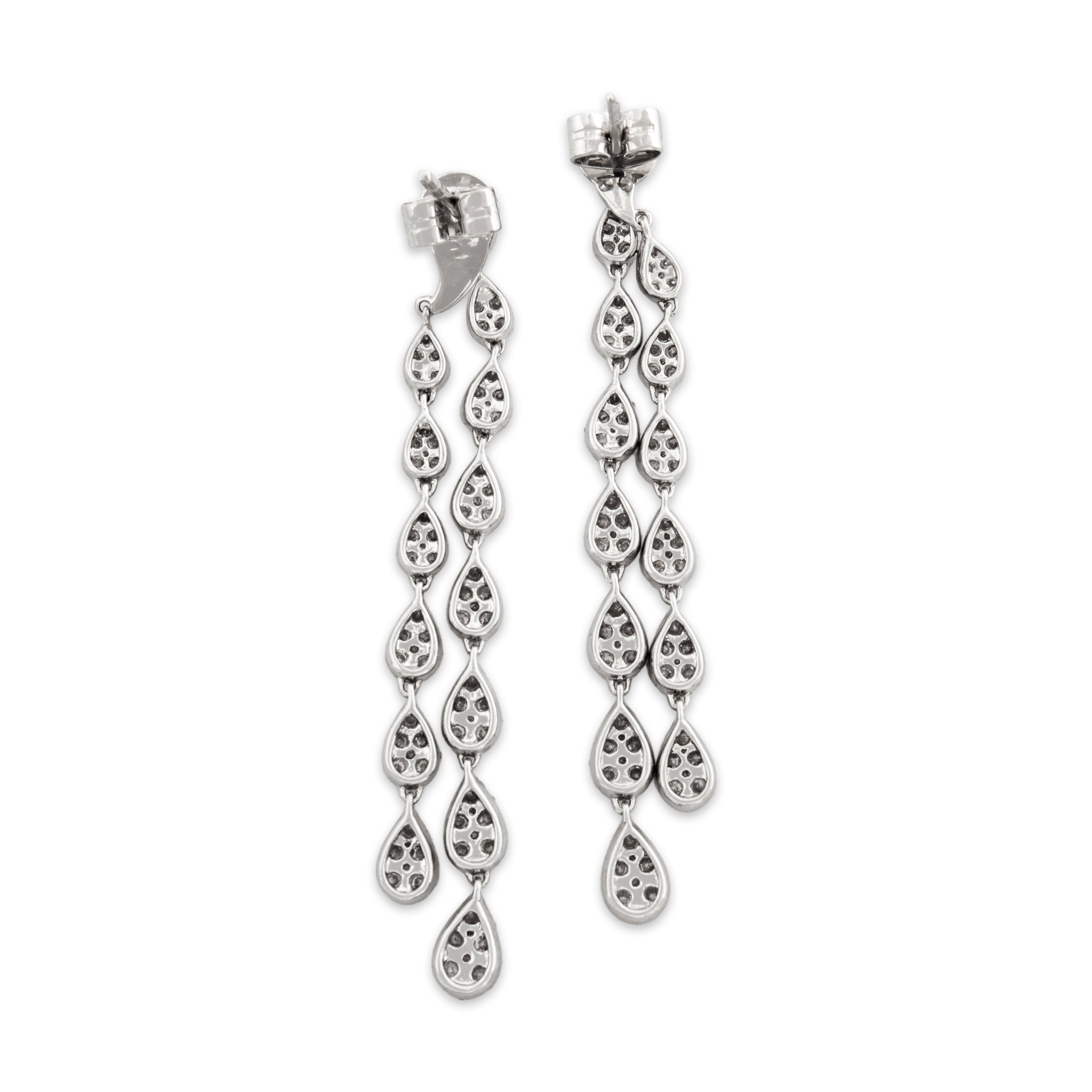 Vintage 18k White Gold 2.83cttw Diamond Incredible Sparkling Teardrop Dangle Earrings