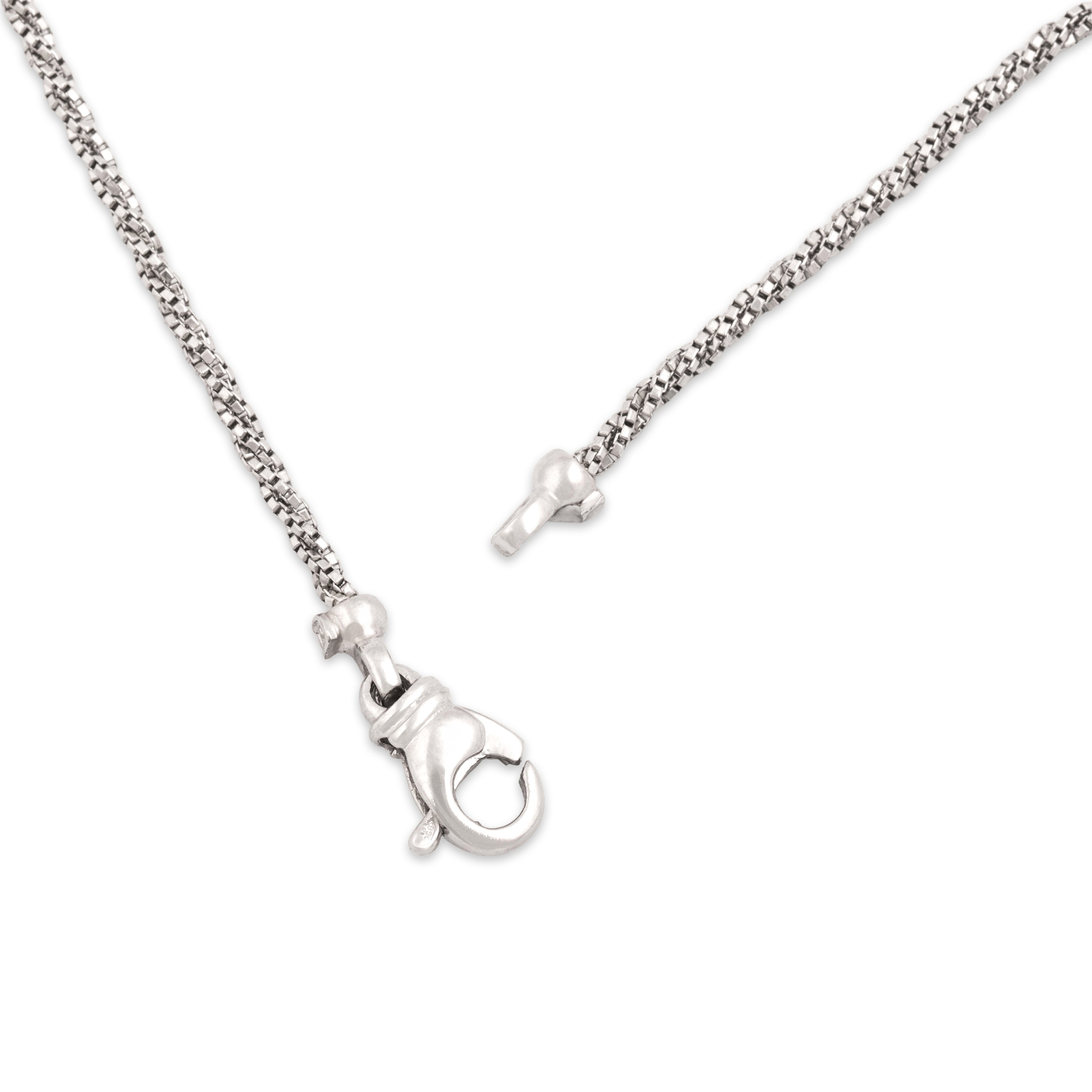 Vintage Yuri Ichihashi Platinum Glittering Twisting Box 1.6mm Chain - clasp view