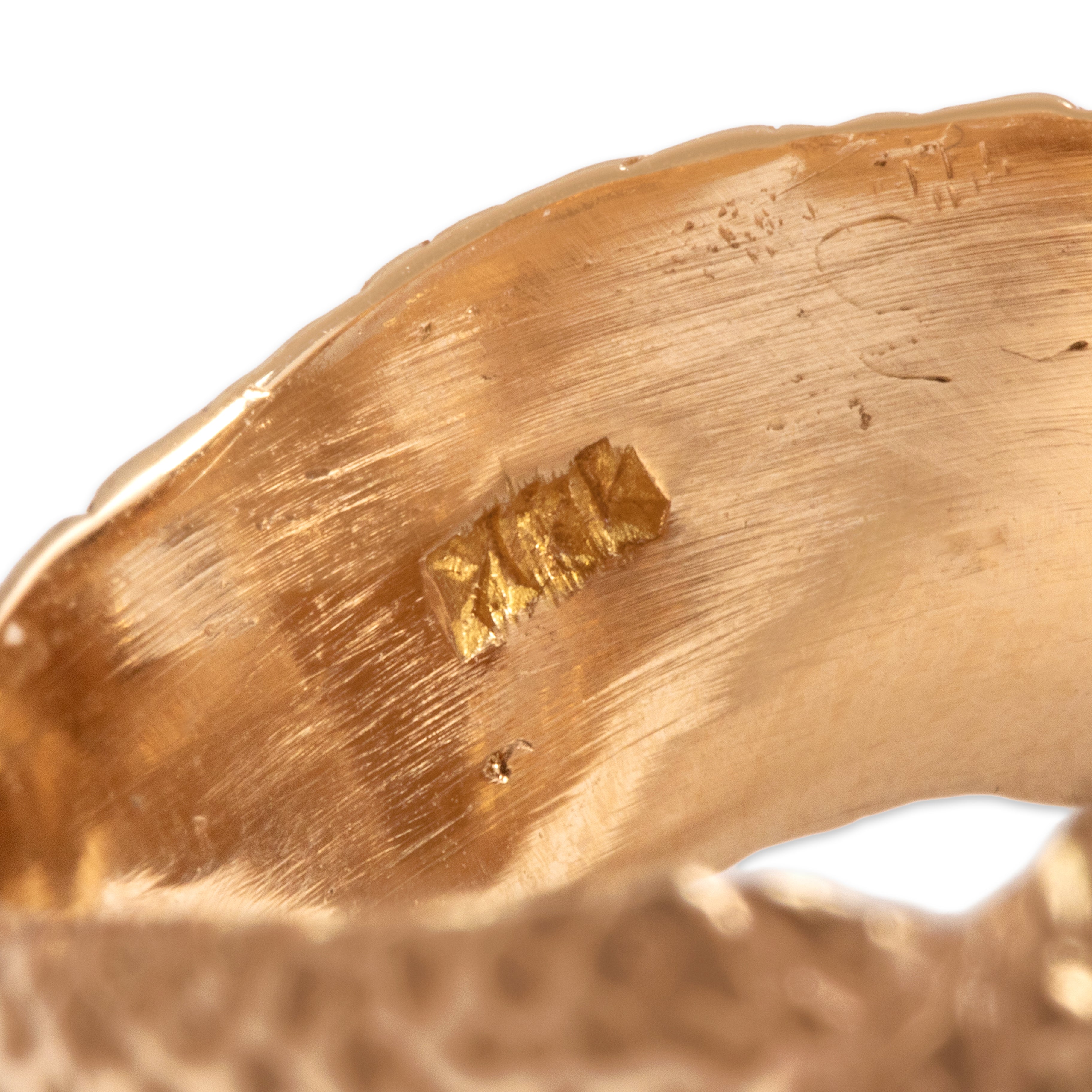 Vintage 14k Yellow Gold Diamond Ruby Snake Ring - Hallmark view