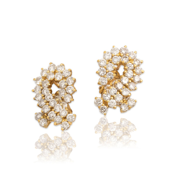 Vintage Large 18k Yellow Gold 5.03cttw Diamond Sparkling Loop Earrings