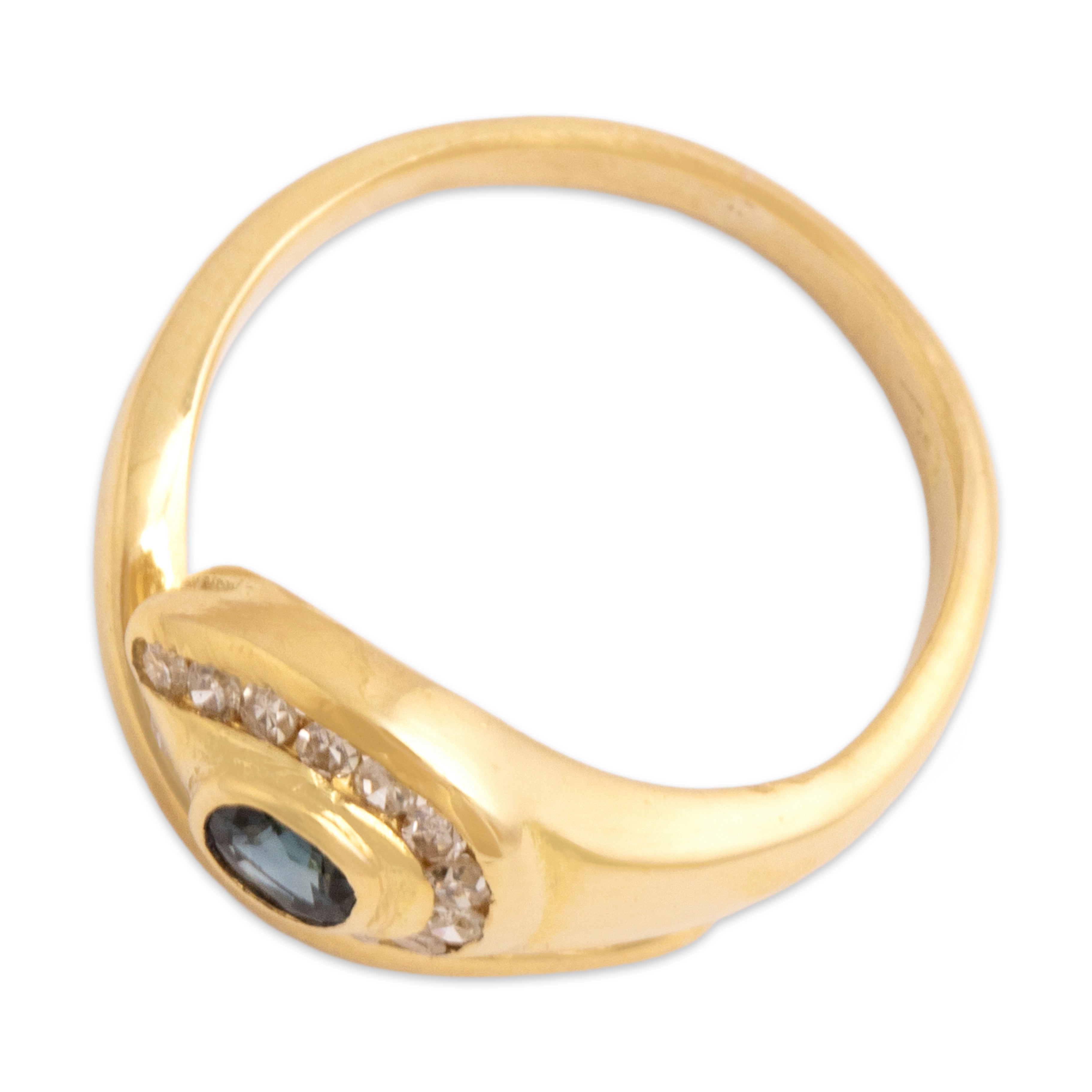 Vintage 18k Yellow Gold Sapphire Diamond Chic Wrapping Snake Ring - Overall view