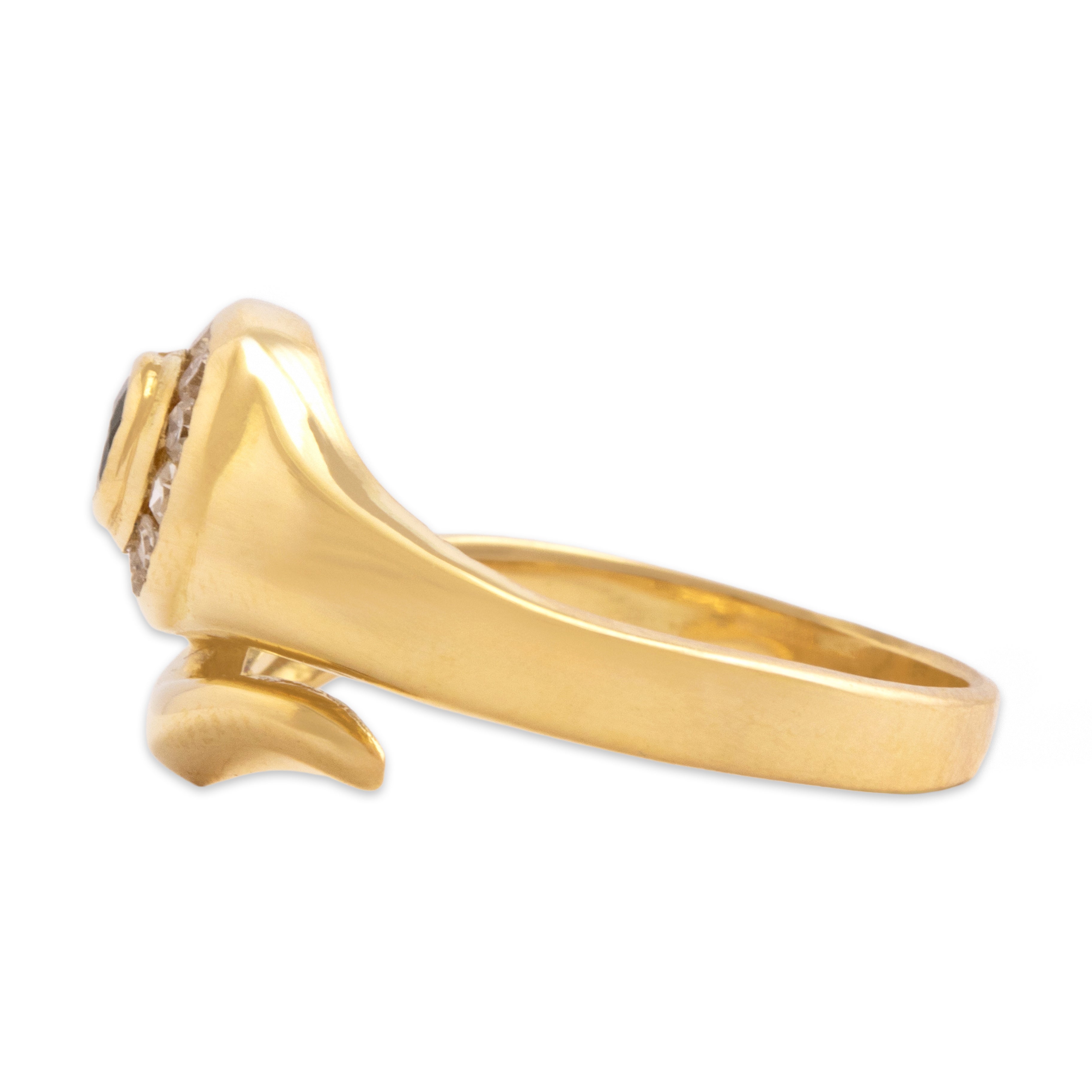 Vintage 18k Yellow Gold Sapphire Diamond Chic Wrapping Snake Ring - Side view