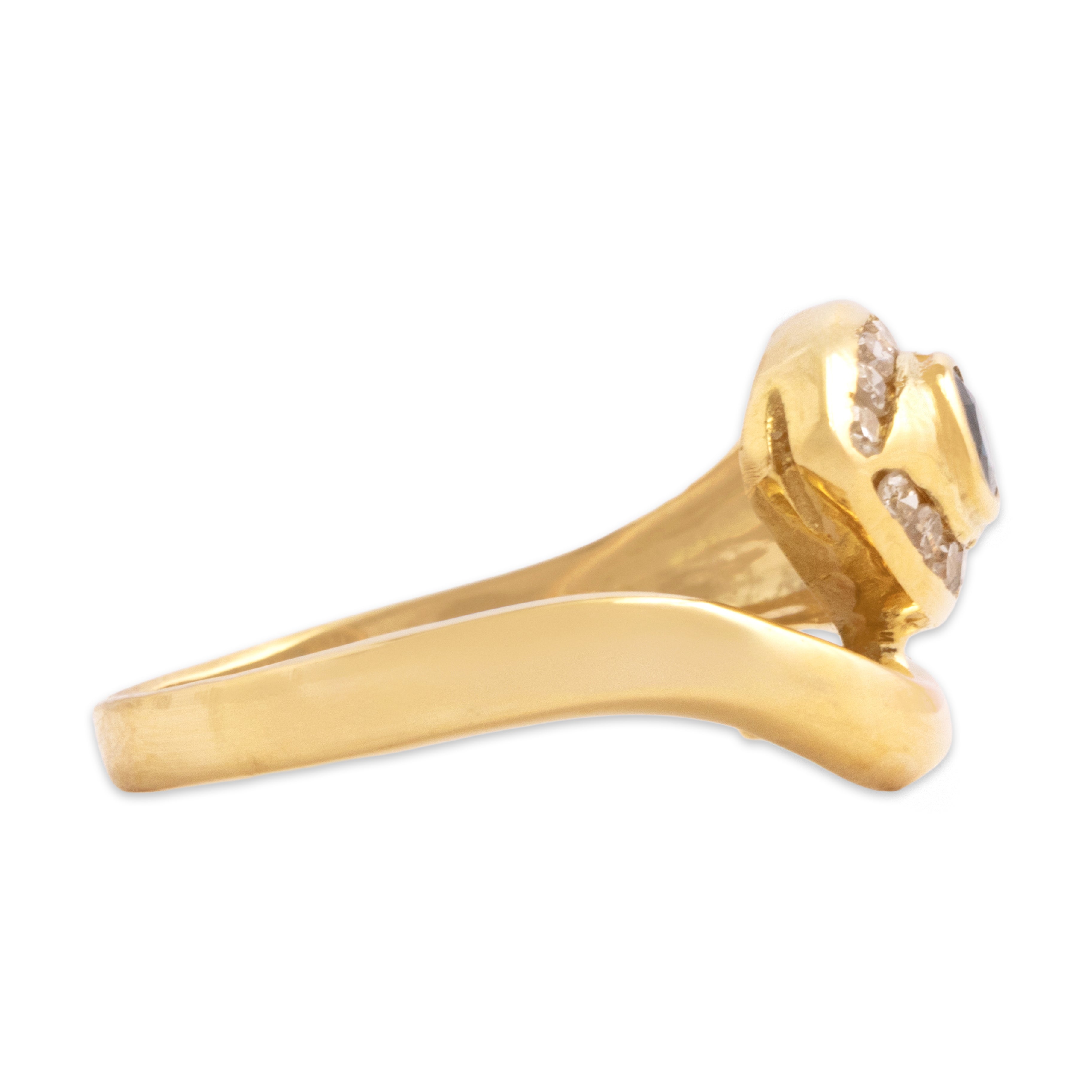 Vintage 18k Yellow Gold Sapphire Diamond Chic Wrapping Snake Ring - Side view